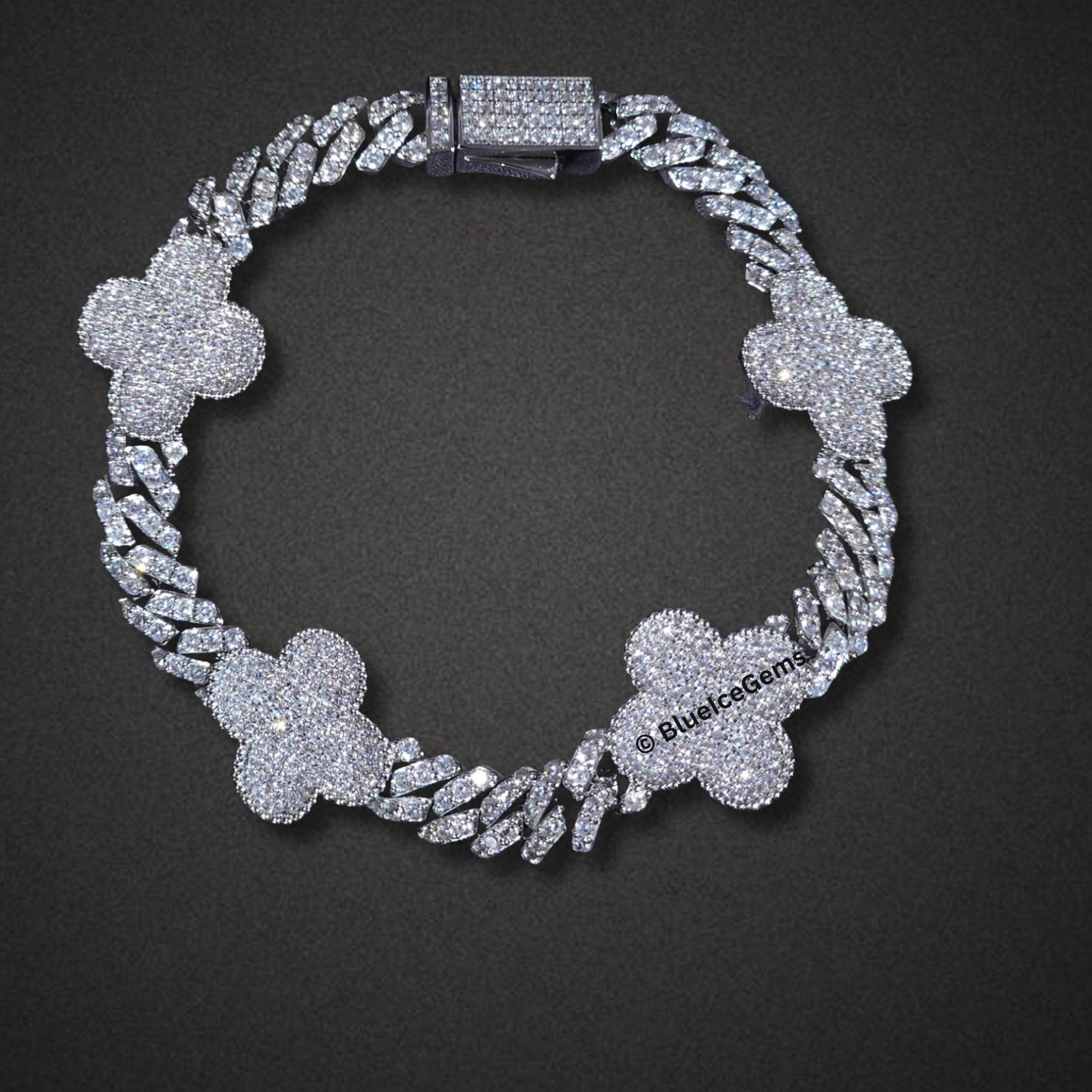 Iced-Out Clover Miami Cuban Link Bracelet