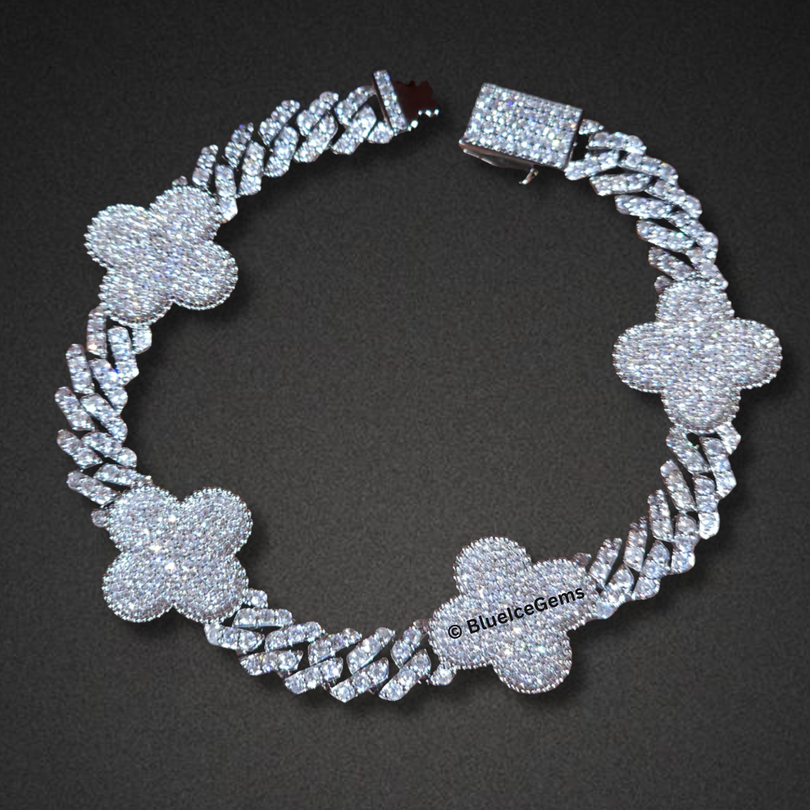 Iced-Out Clover Miami Cuban Link Bracelet