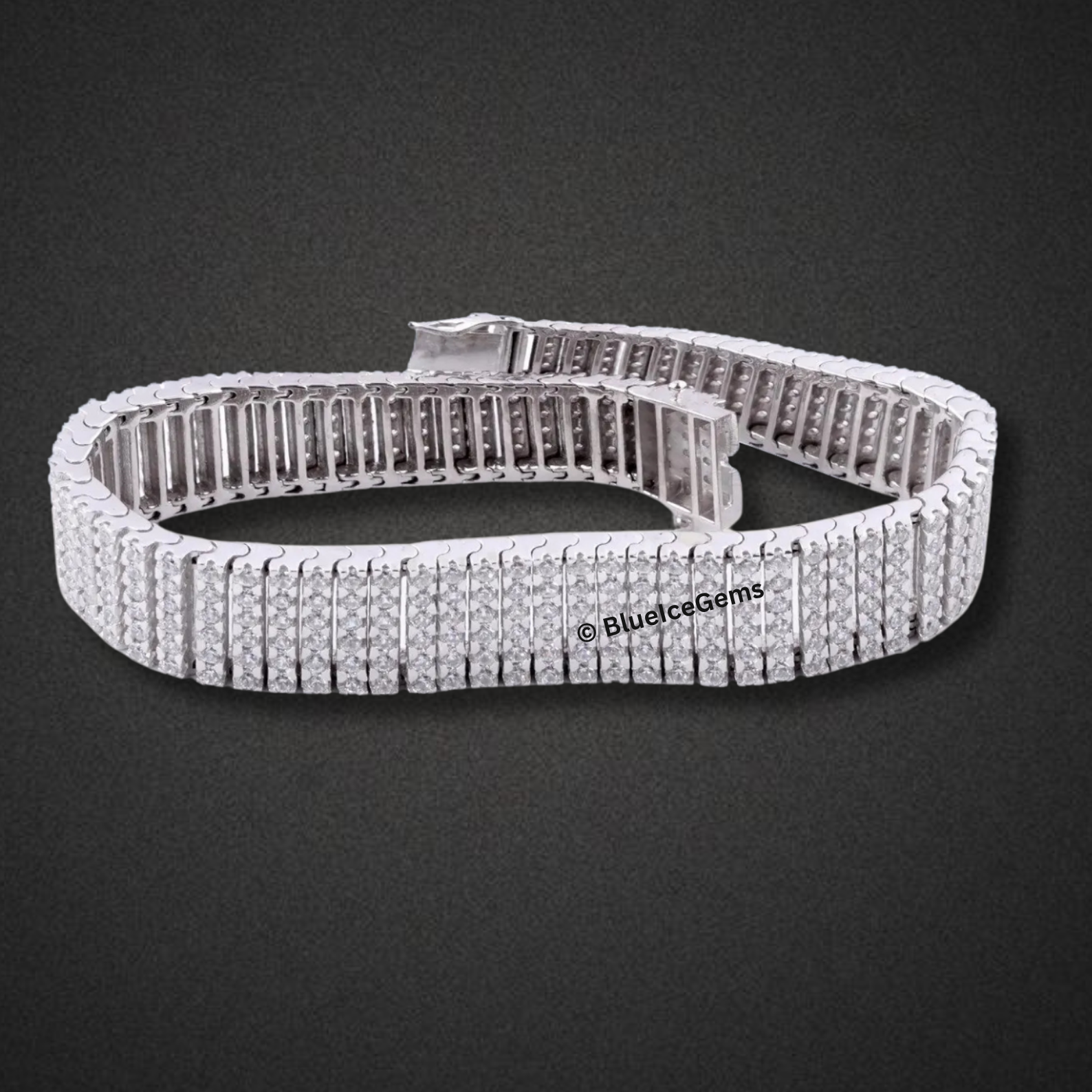 "The Runway" Iced Out White Gold Bracelet