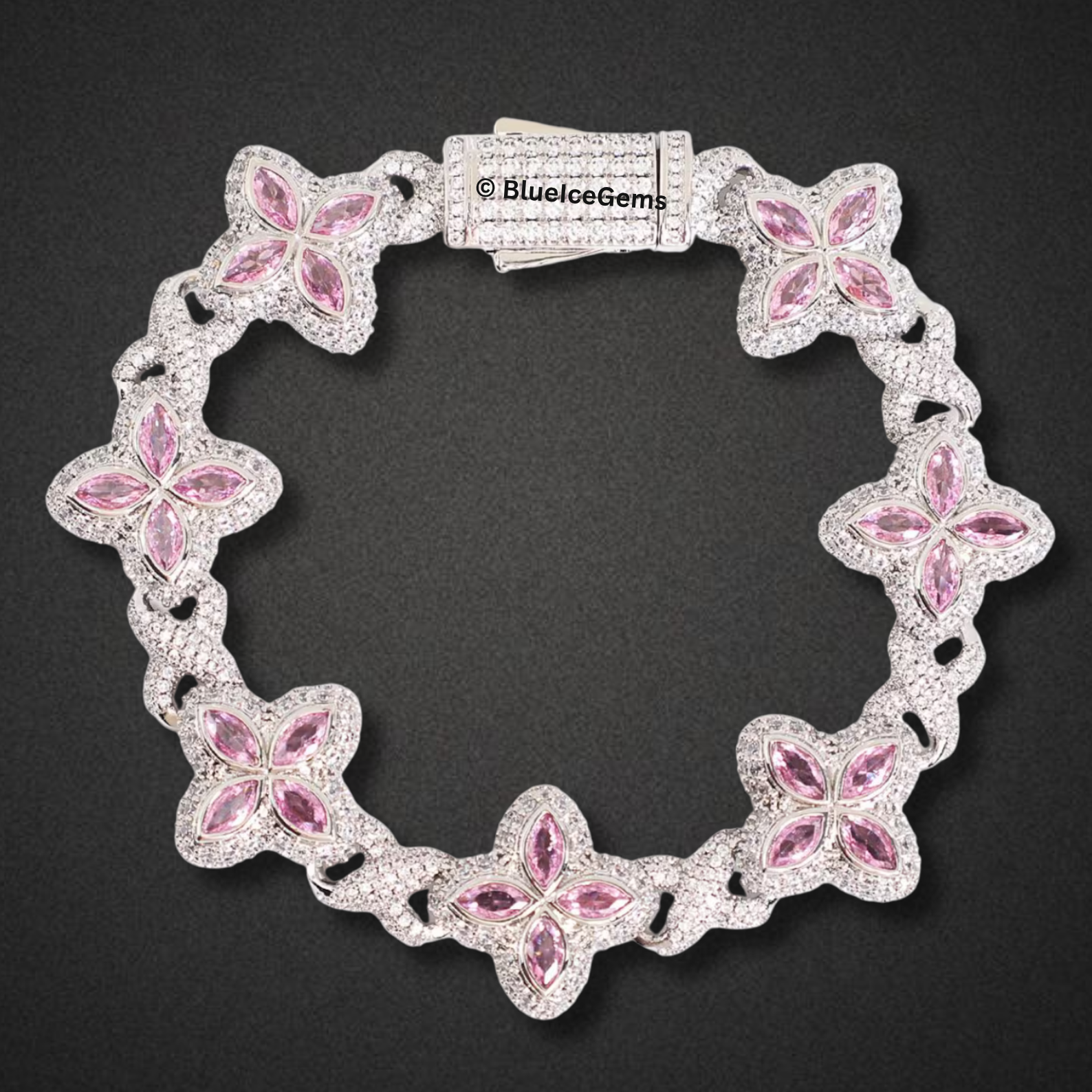 Blue Sapphire & Diamond Flower Bracelet