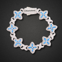 Blue Sapphire & Diamond Flower Bracelet