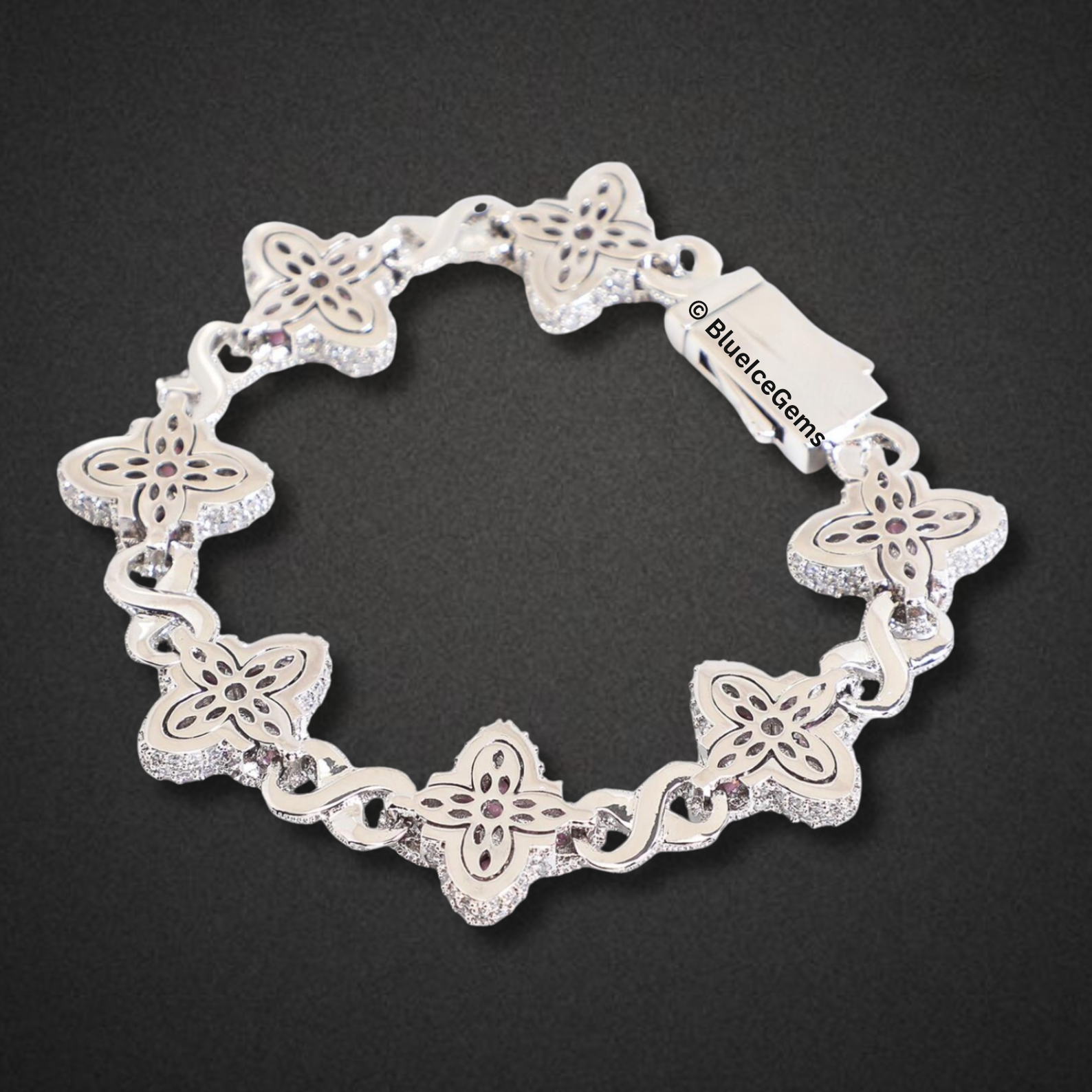 Blue Sapphire & Diamond Flower Bracelet