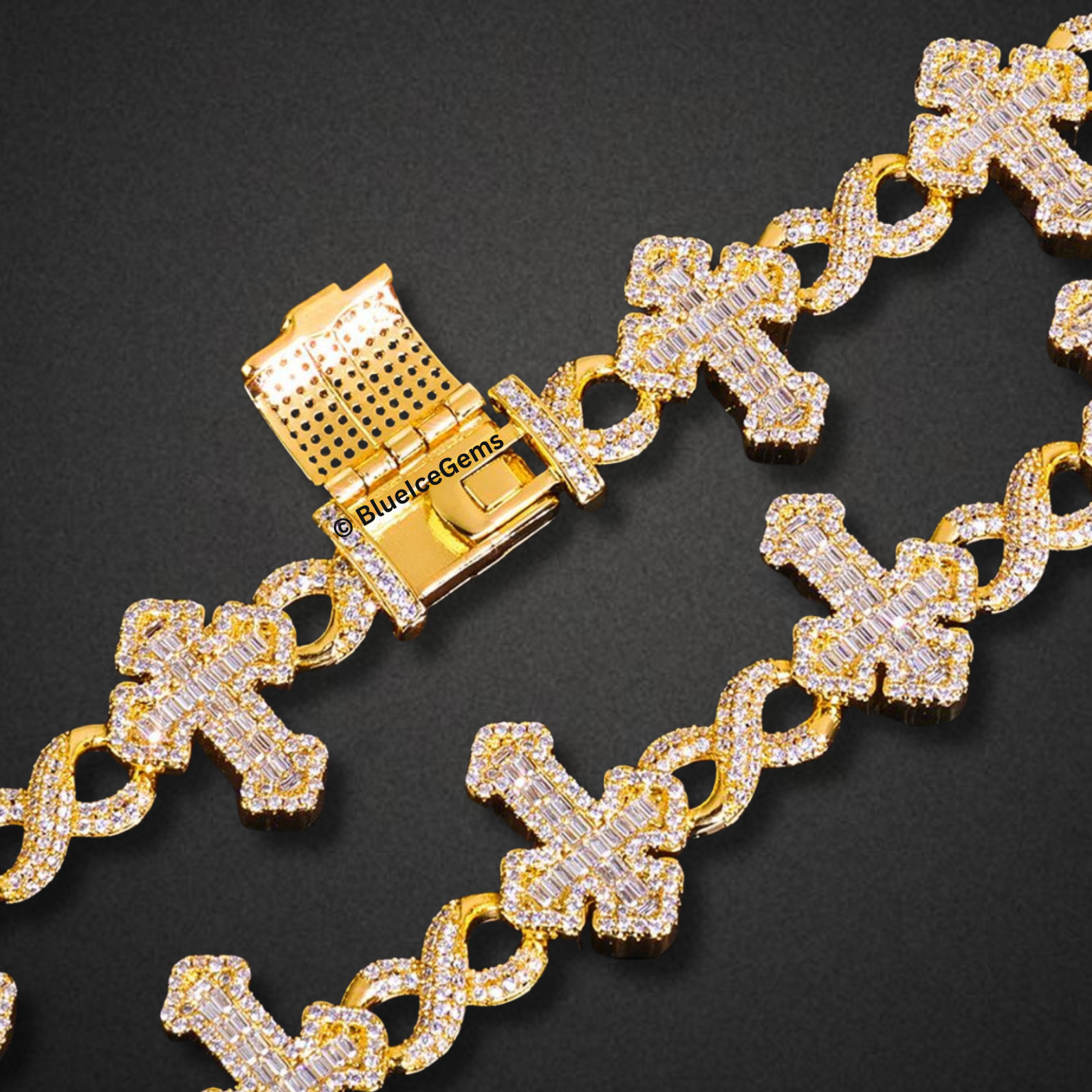 Iced-Out Cross & Infinity Bracelet