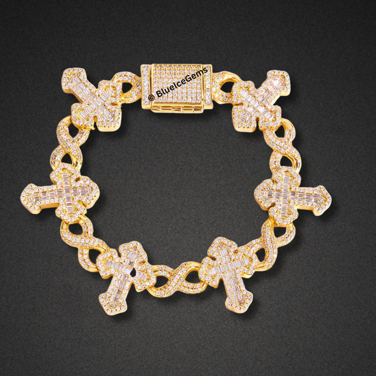 Iced-Out Cross & Infinity Bracelet