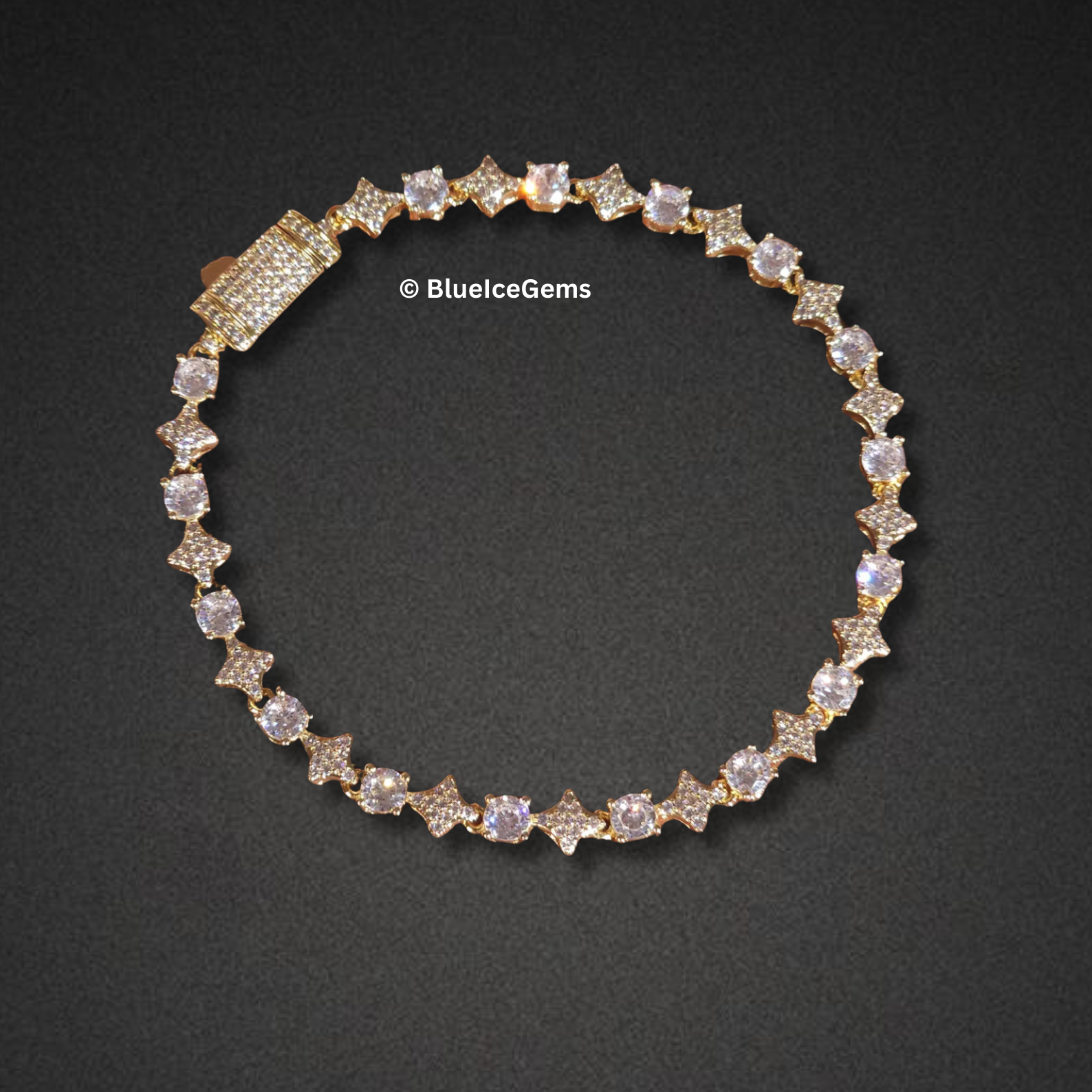 Iced Out Star & Round Diamond Bracelet