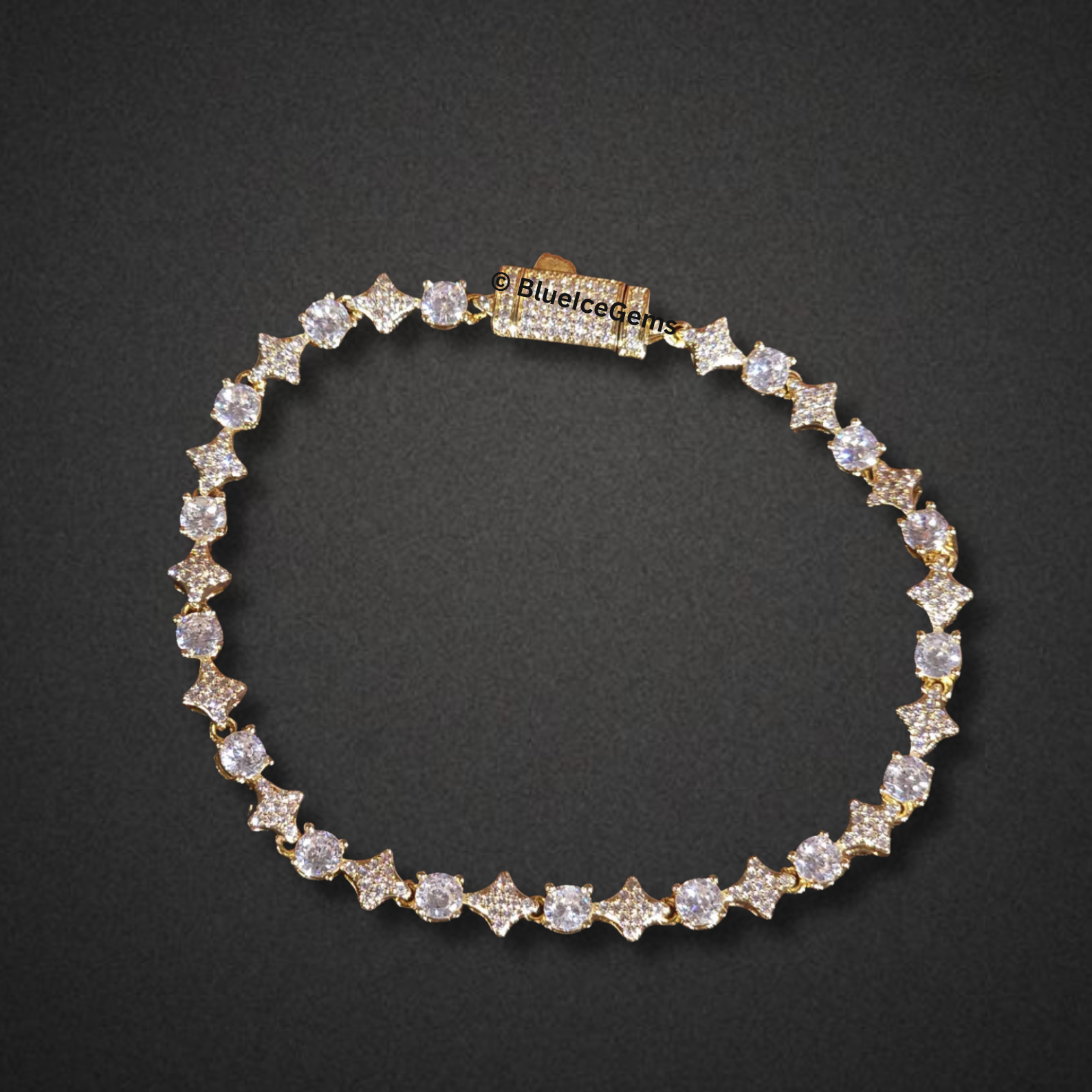 Iced Out Star & Round Diamond Bracelet