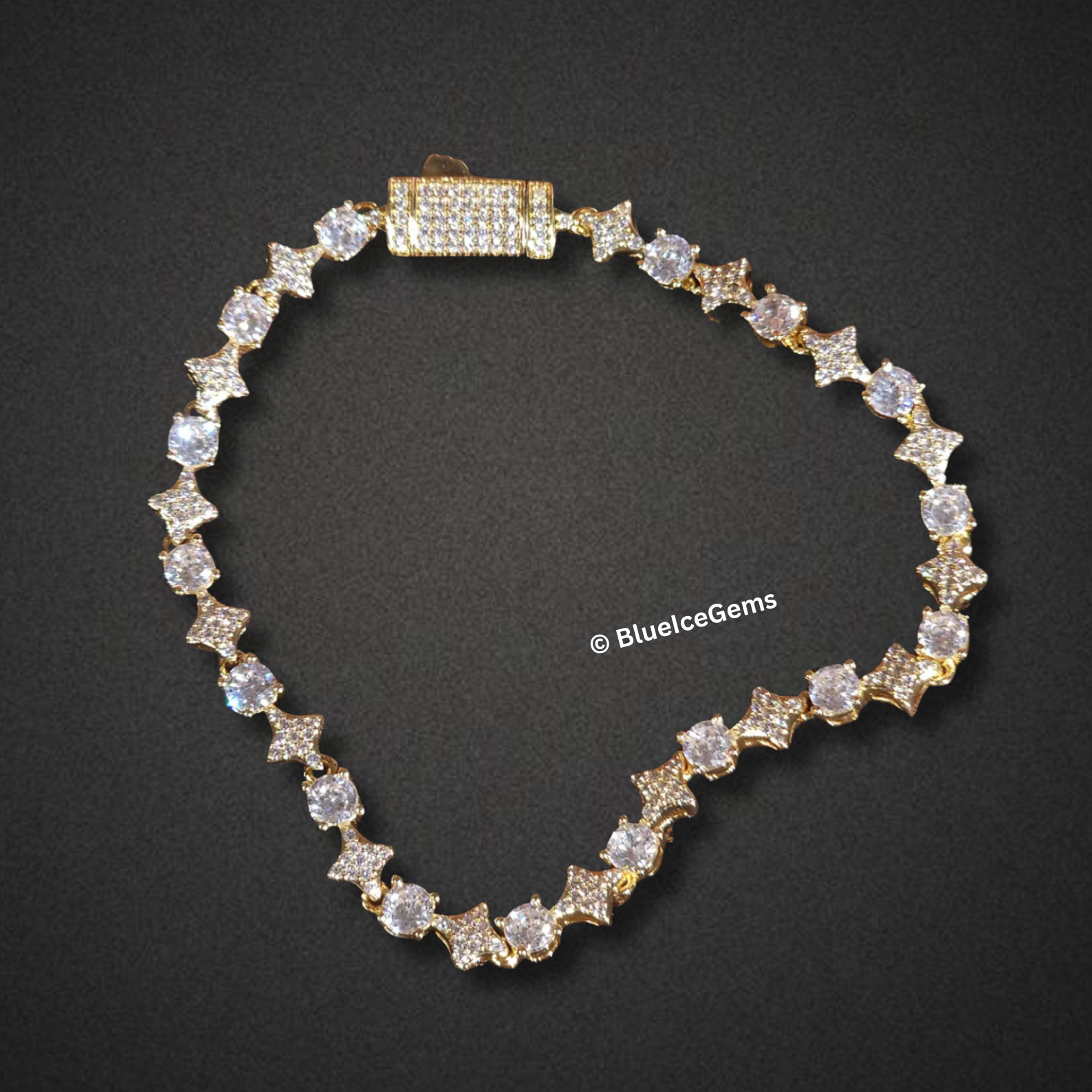 Iced Out Star & Round Diamond Bracelet
