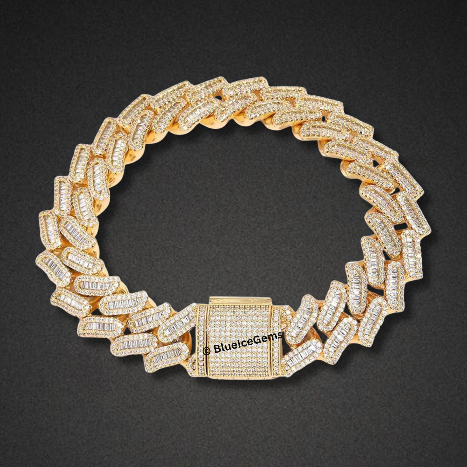 Iced-Out "Herringbone" Baguette-Cut Bracelet