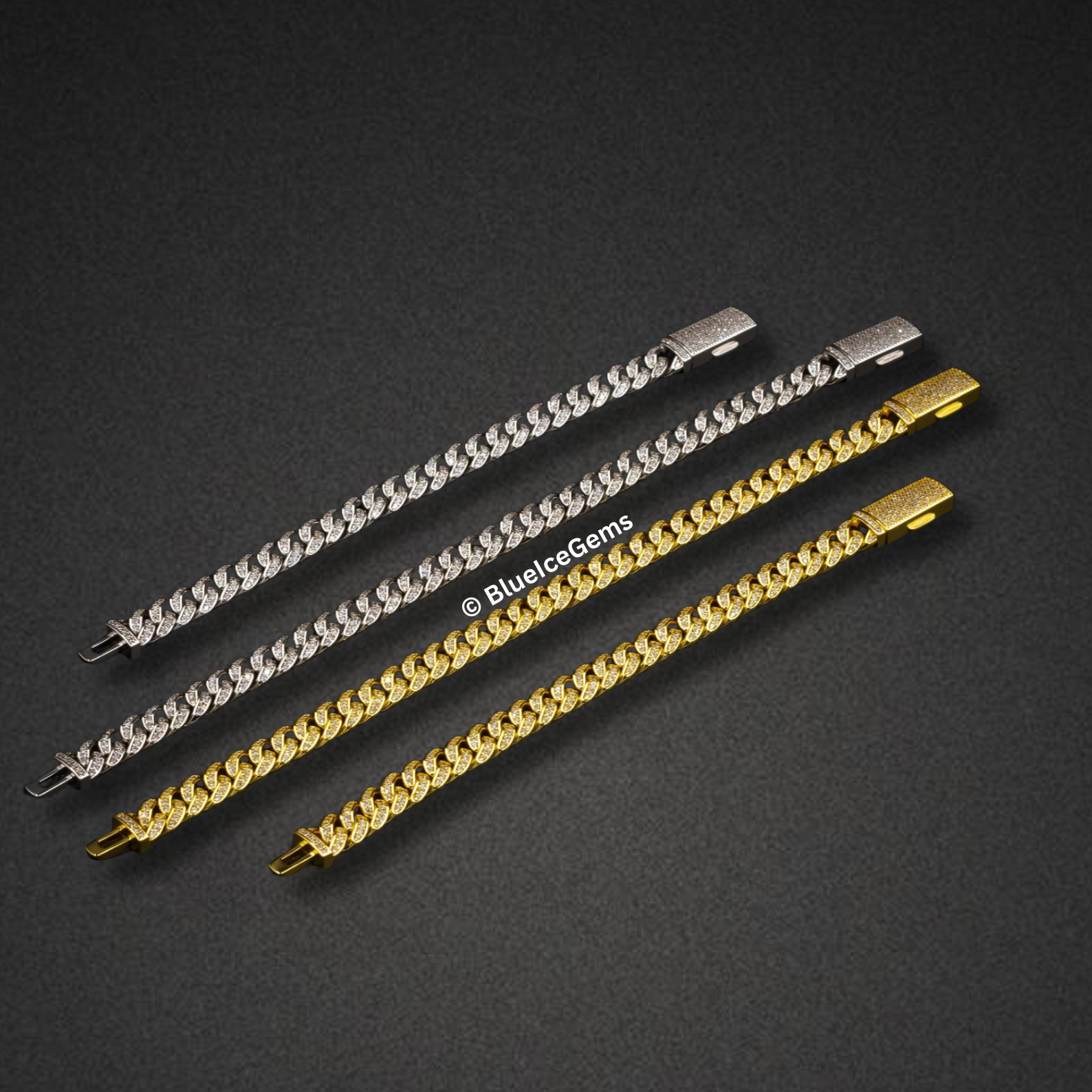Polished & Diamond Pave Cuban Link Bracelet
