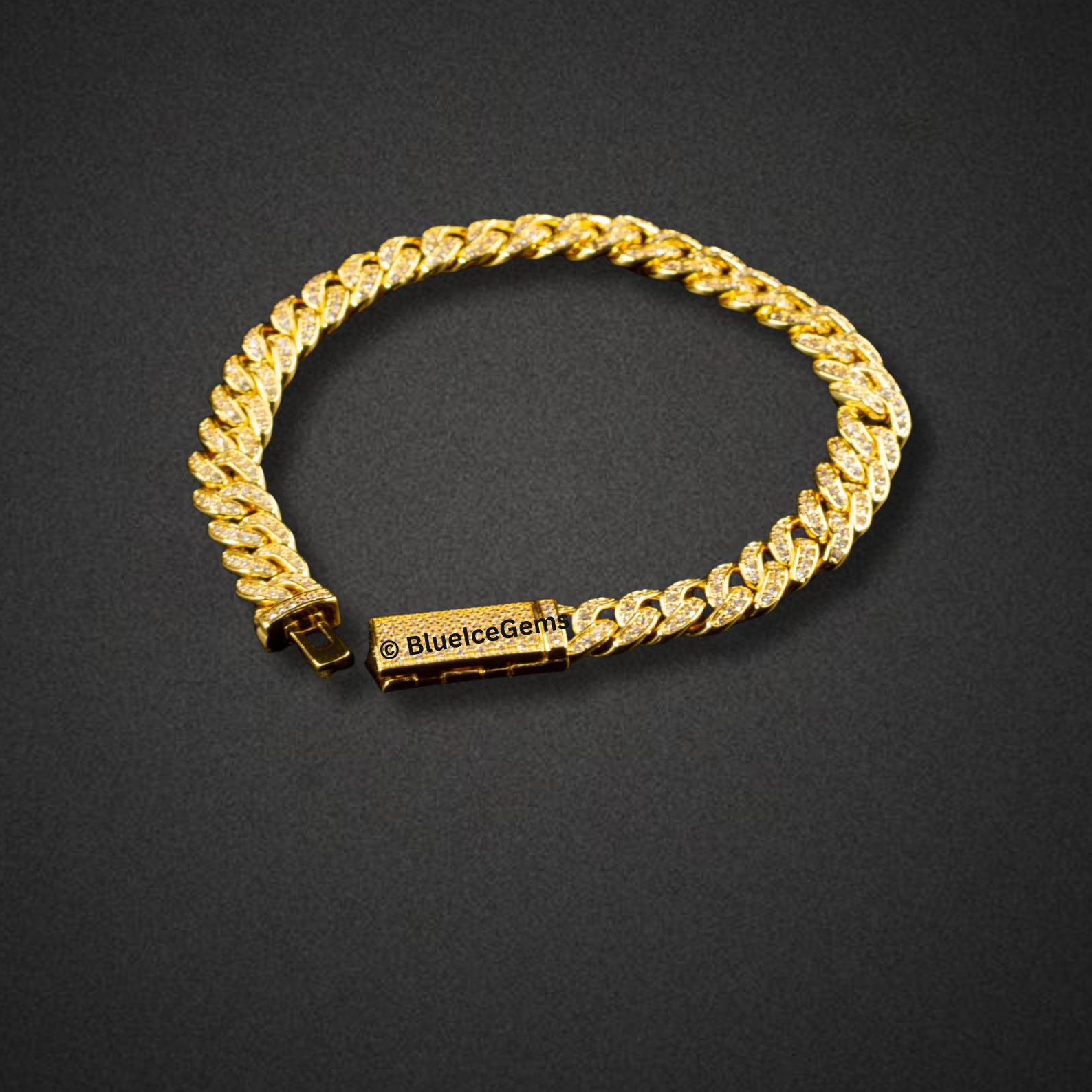 Polished & Diamond Pave Cuban Link Bracelet