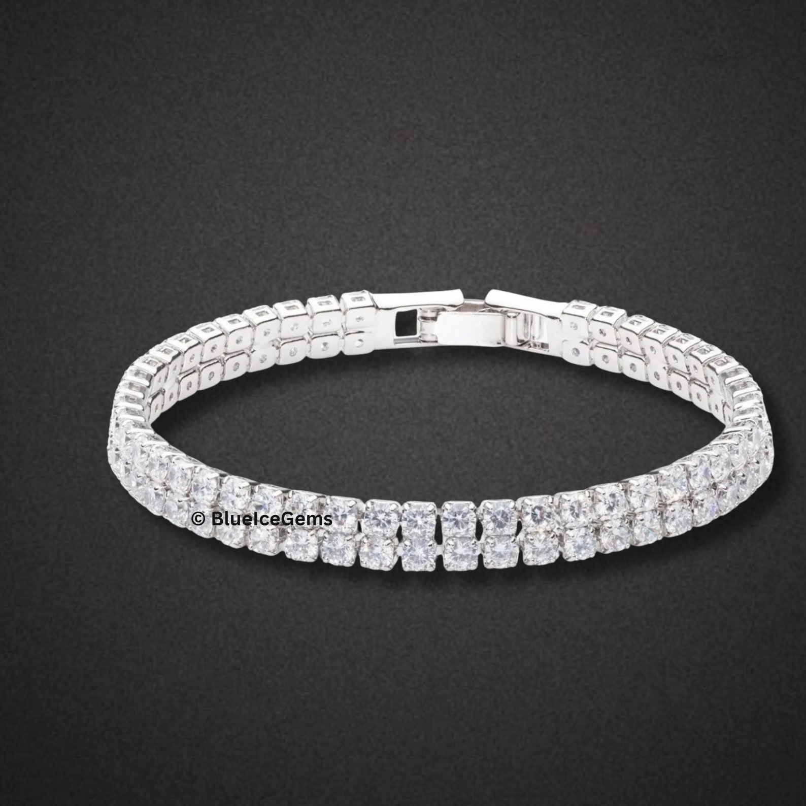 Two-Row Baguette-Cut Diamond Bracelet