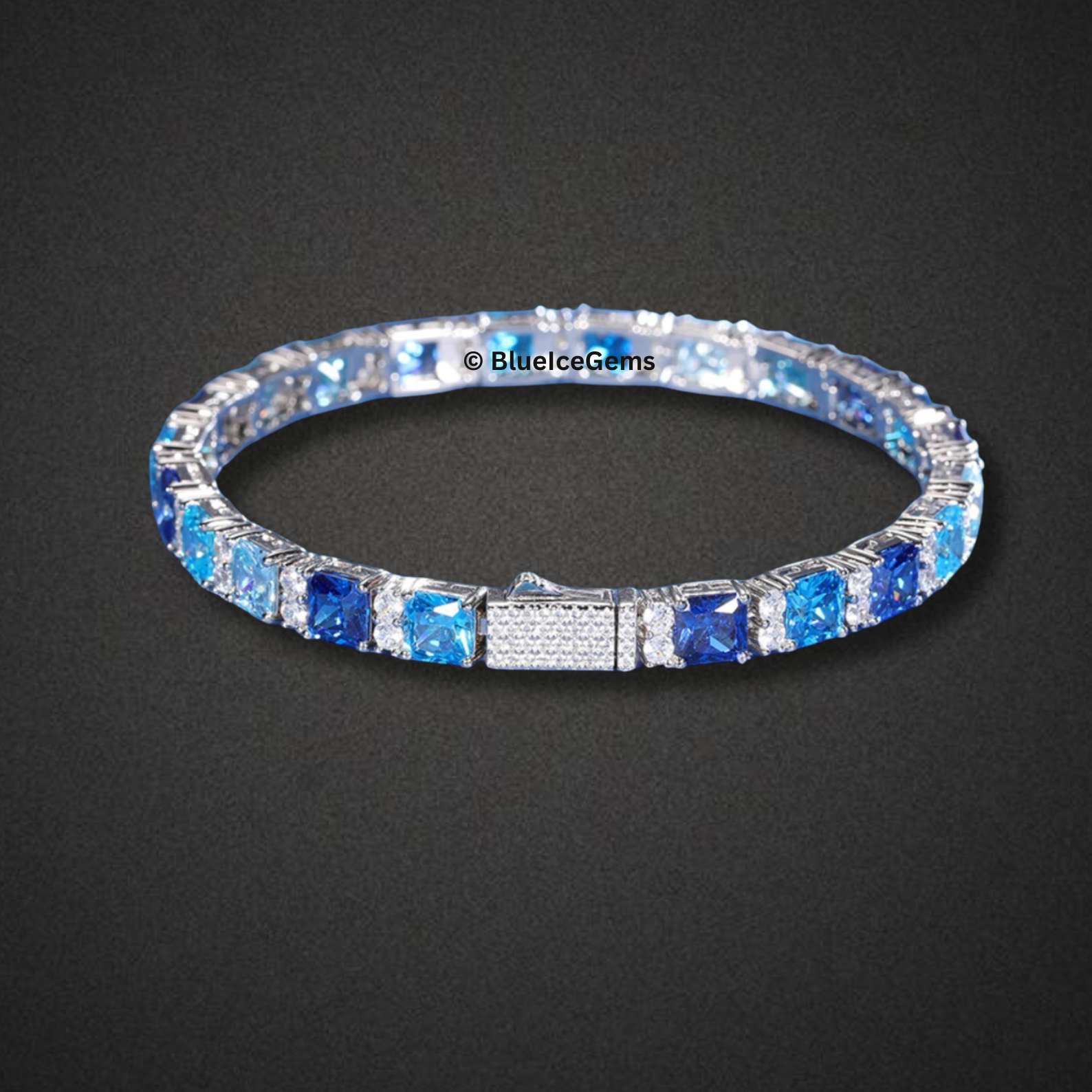 Blue Diamond & Sapphire Princess-Cut Bracelet