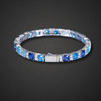 Blue Diamond & Sapphire Princess-Cut Bracelet