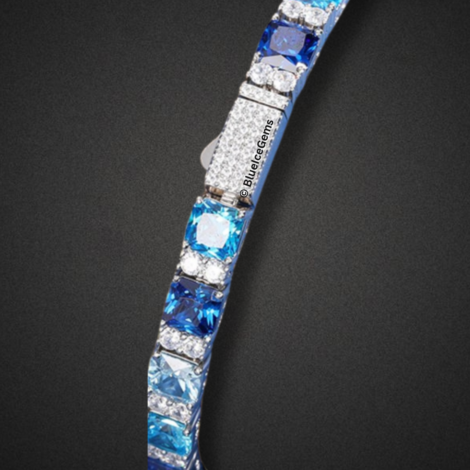 Blue Diamond & Sapphire Princess-Cut Bracelet
