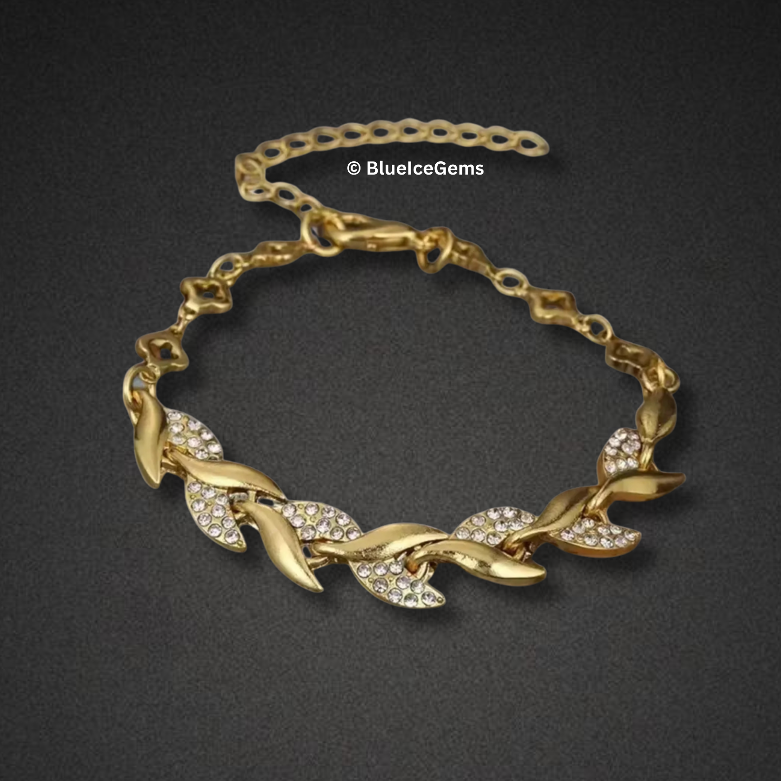 Iced Out Leaf Chain Bracelet