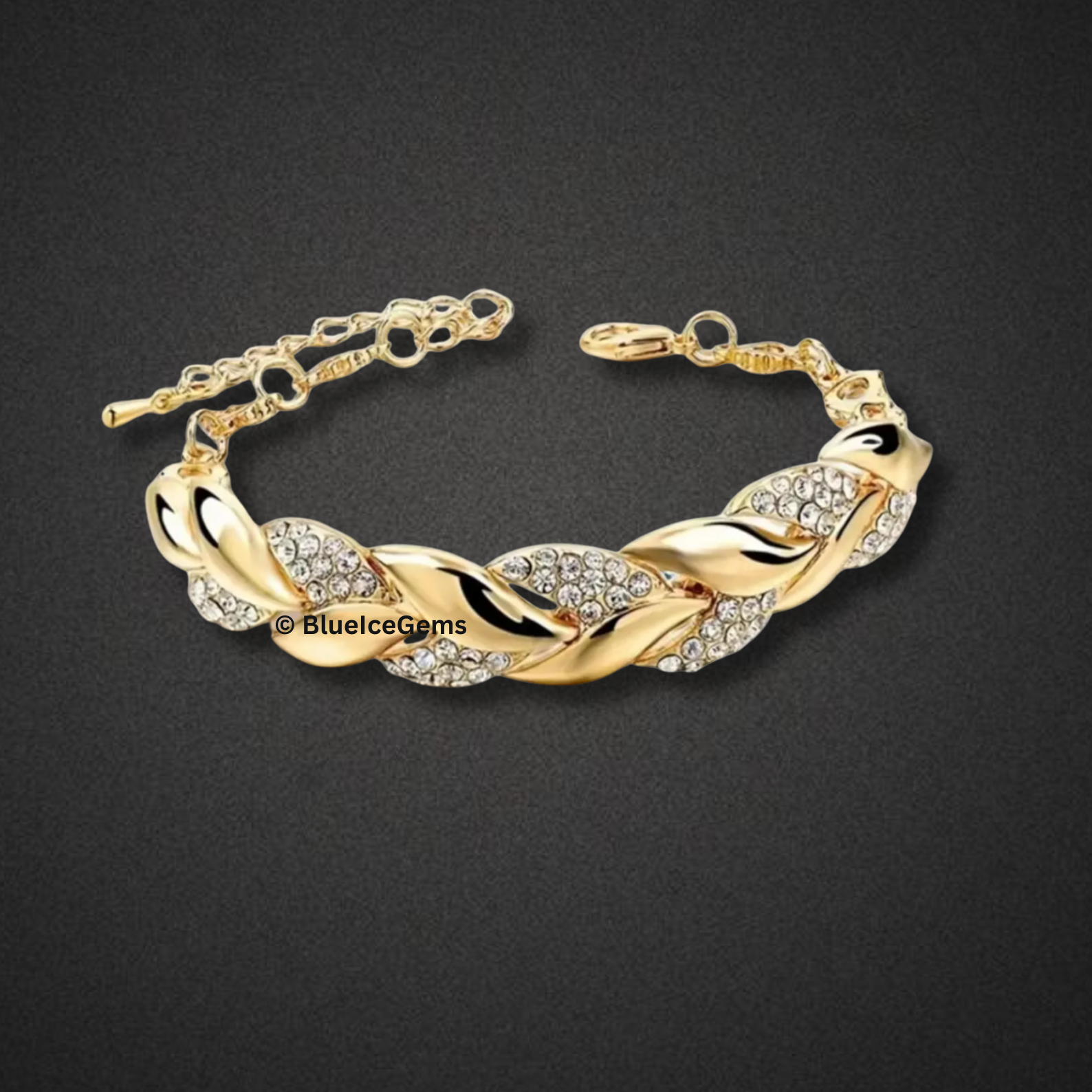 Iced Out Leaf Chain Bracelet
