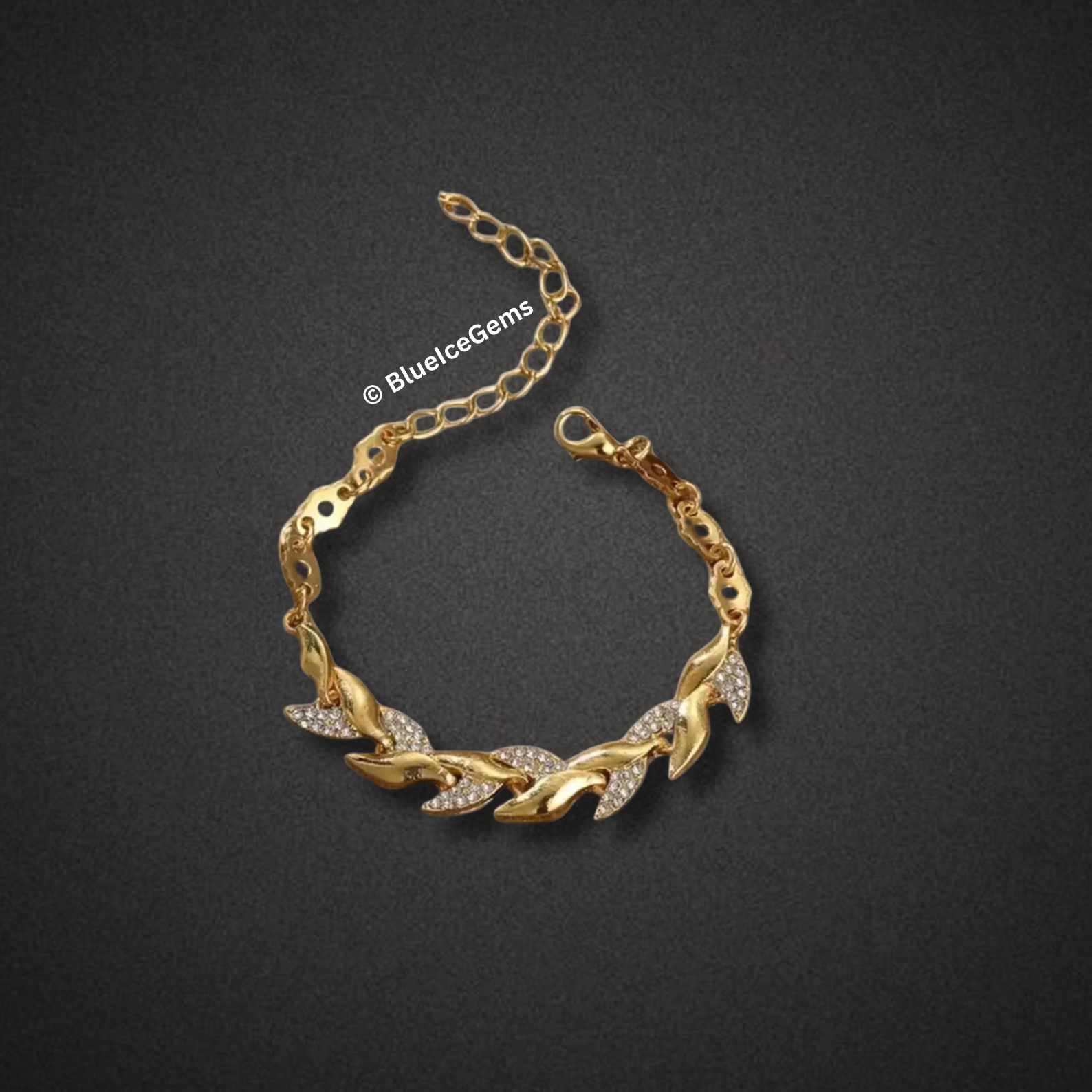 Iced Out Leaf Chain Bracelet