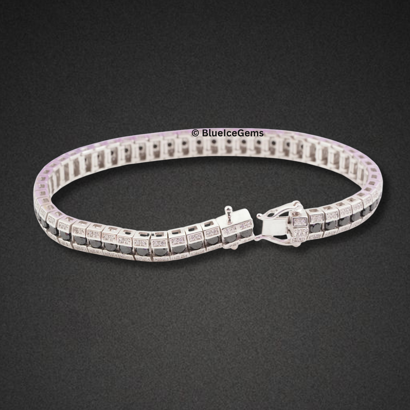 "The Checkered" Black Diamond Tennis Bracelet