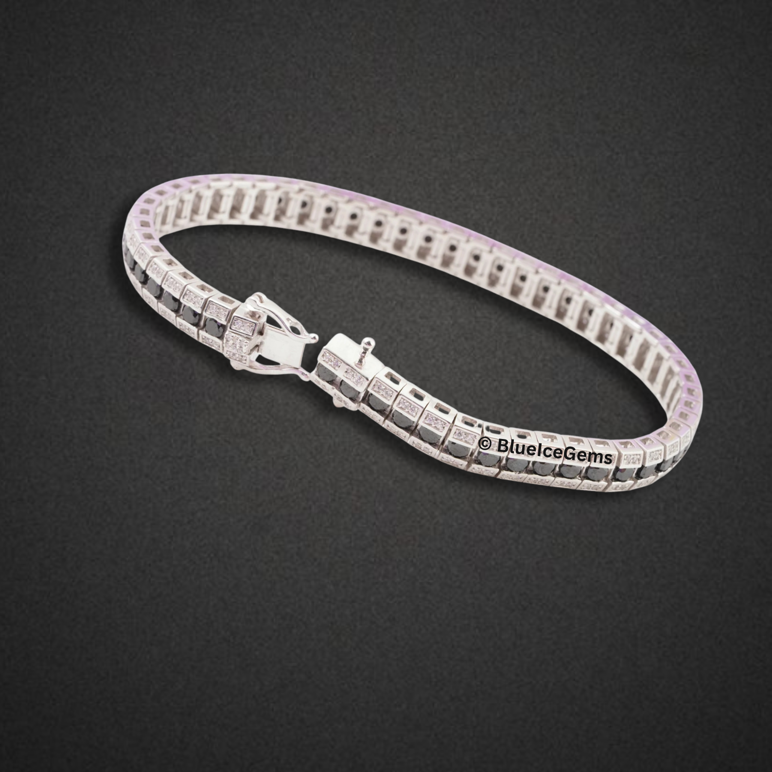"The Checkered" Black Diamond Tennis Bracelet