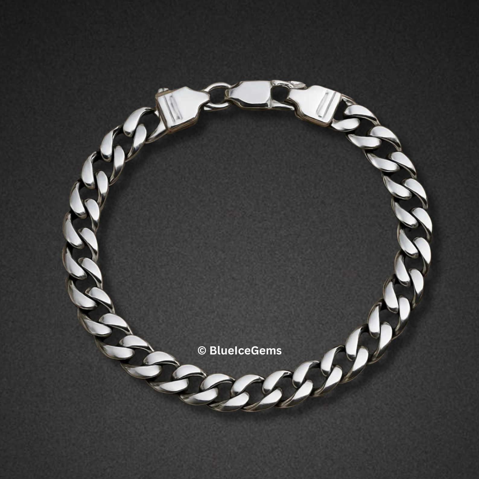 Polished White Gold Miami Cuban Link Bracelet