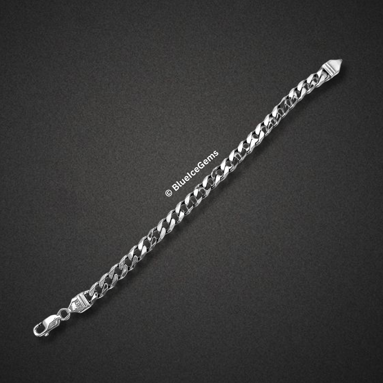 Polished White Gold Miami Cuban Link Bracelet