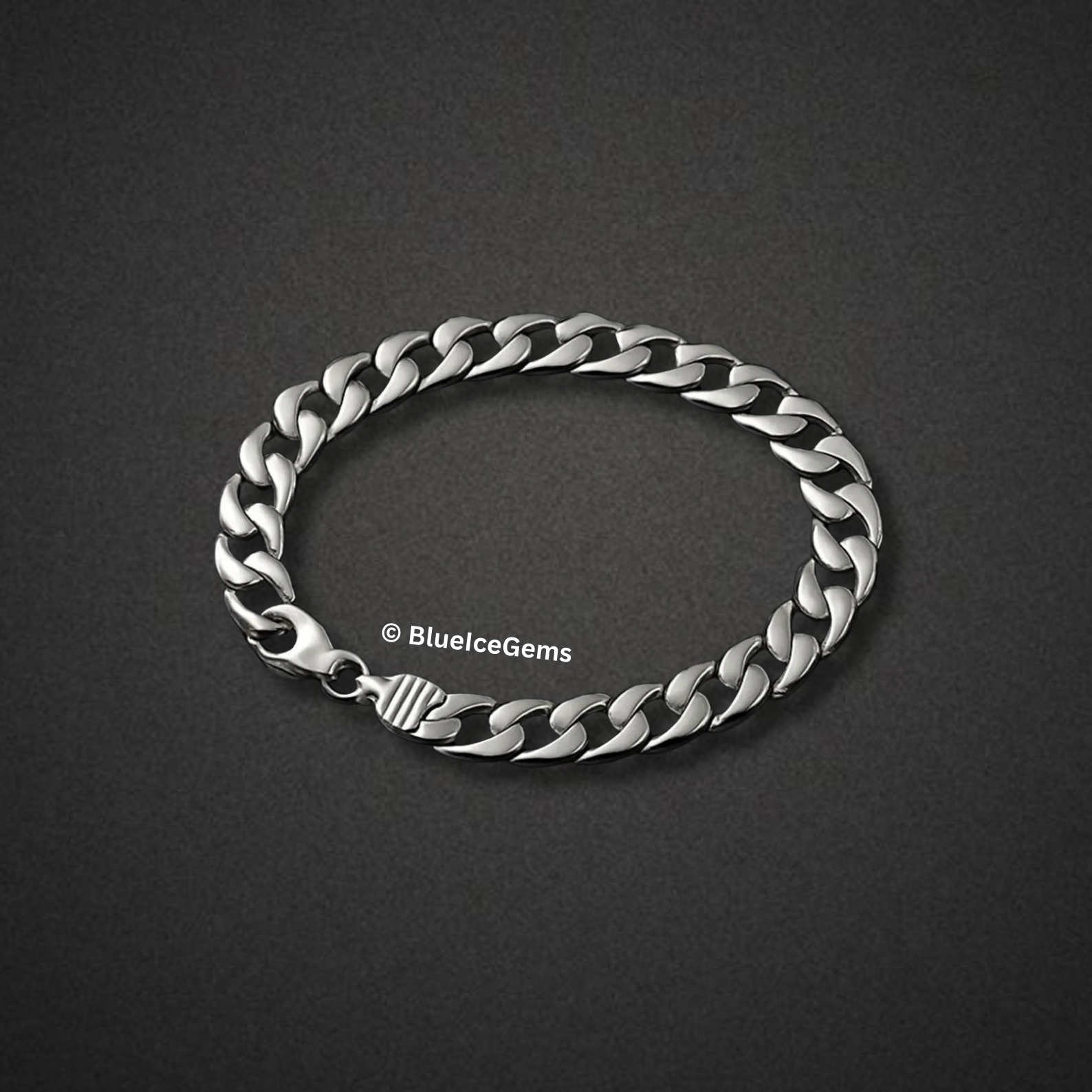 Polished White Gold Miami Cuban Link Bracelet