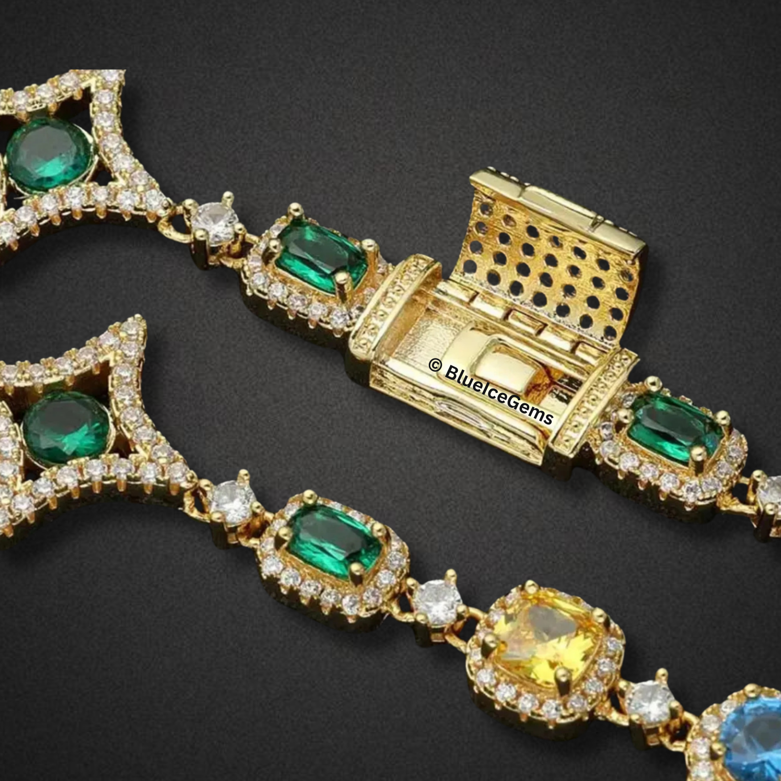 Iced-Out Multi-Colored Gemstone Link Bracelet