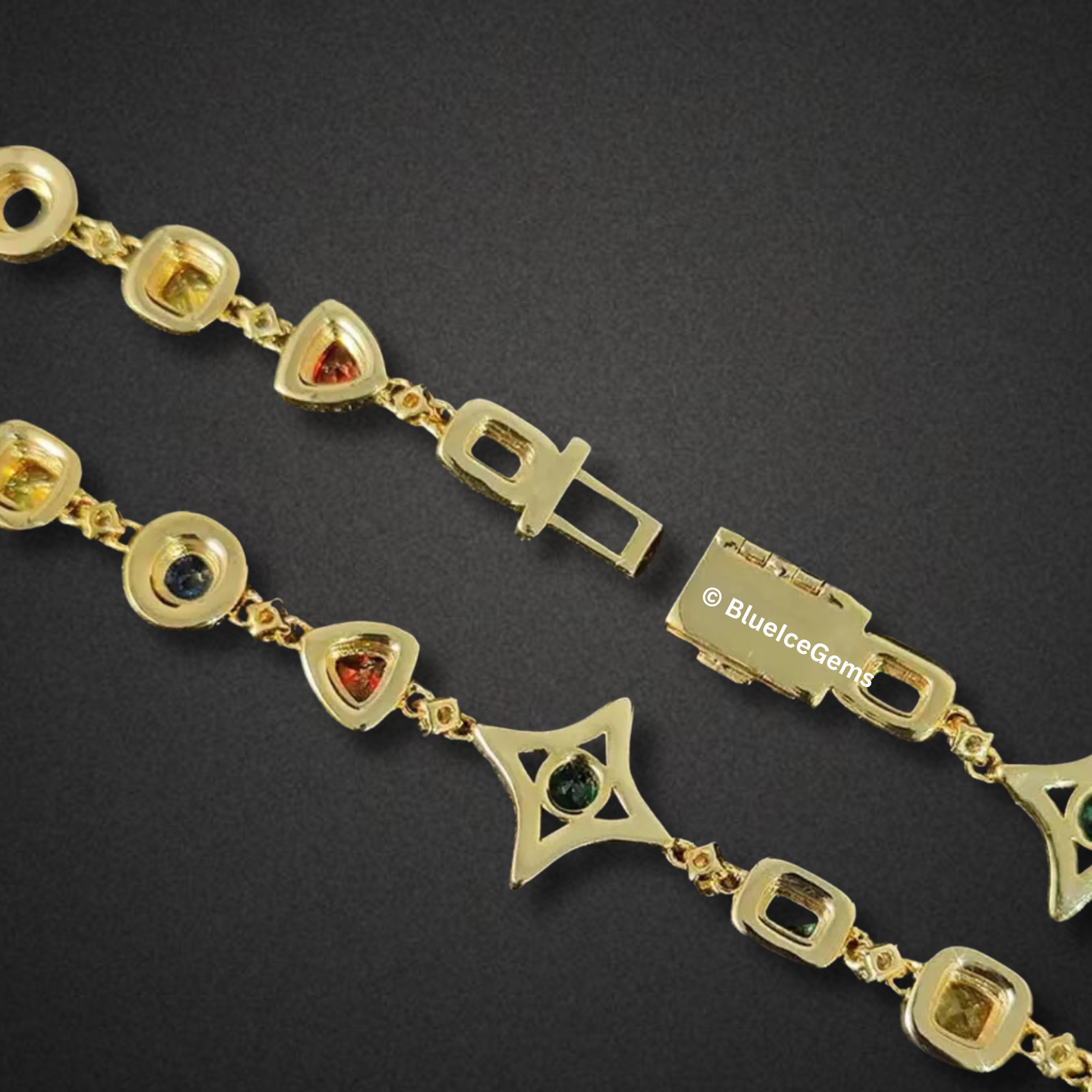 Iced-Out Multi-Colored Gemstone Link Bracelet