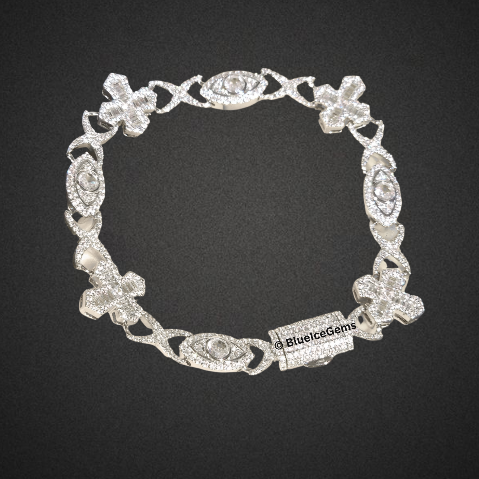 "The Kiss and Cross" Iced-Out Bracelet