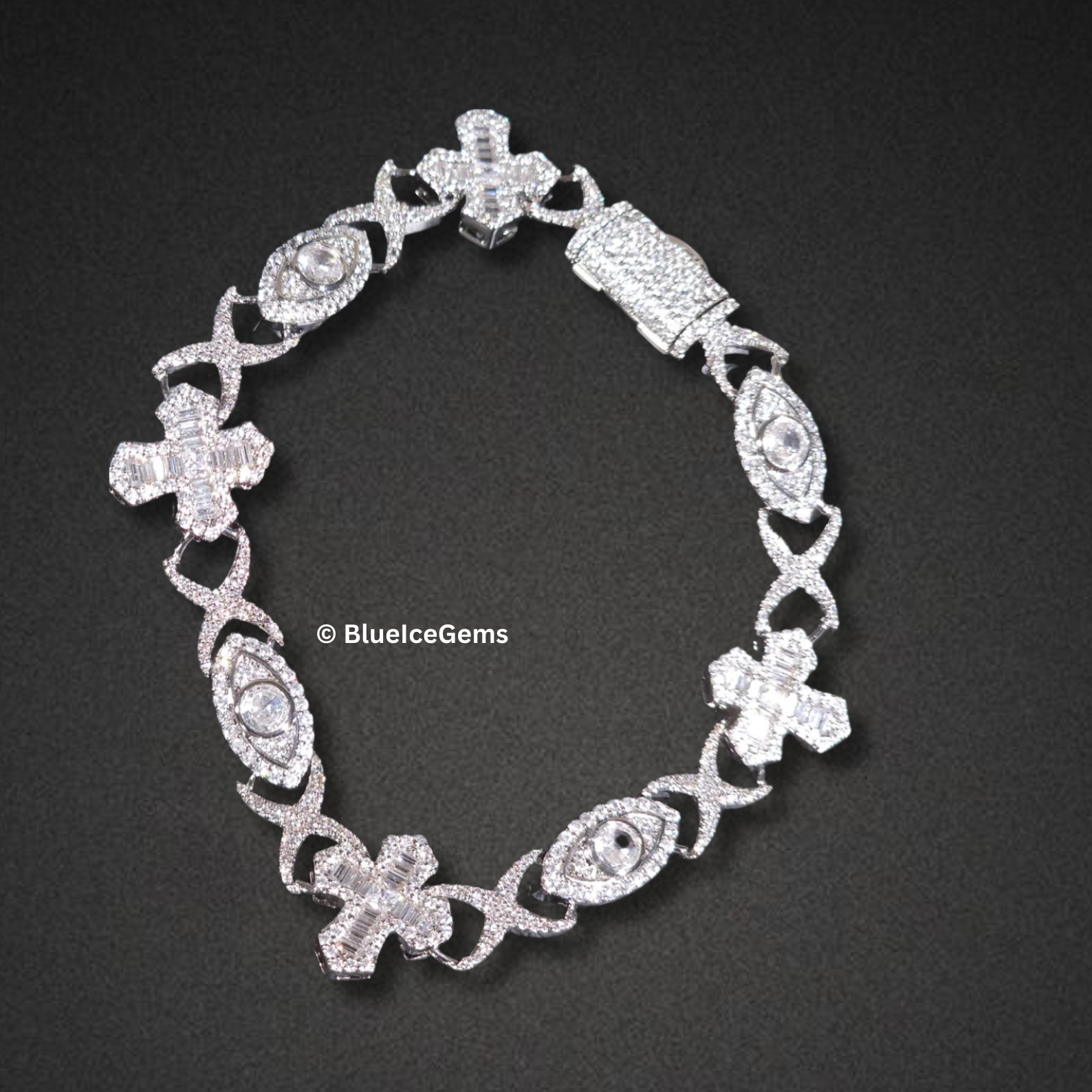 "The Kiss and Cross" Iced-Out Bracelet