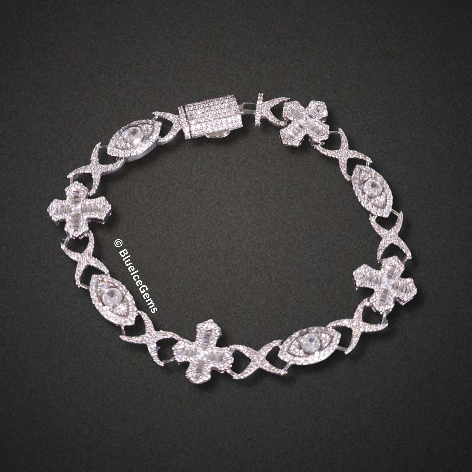 "The Kiss and Cross" Iced-Out Bracelet