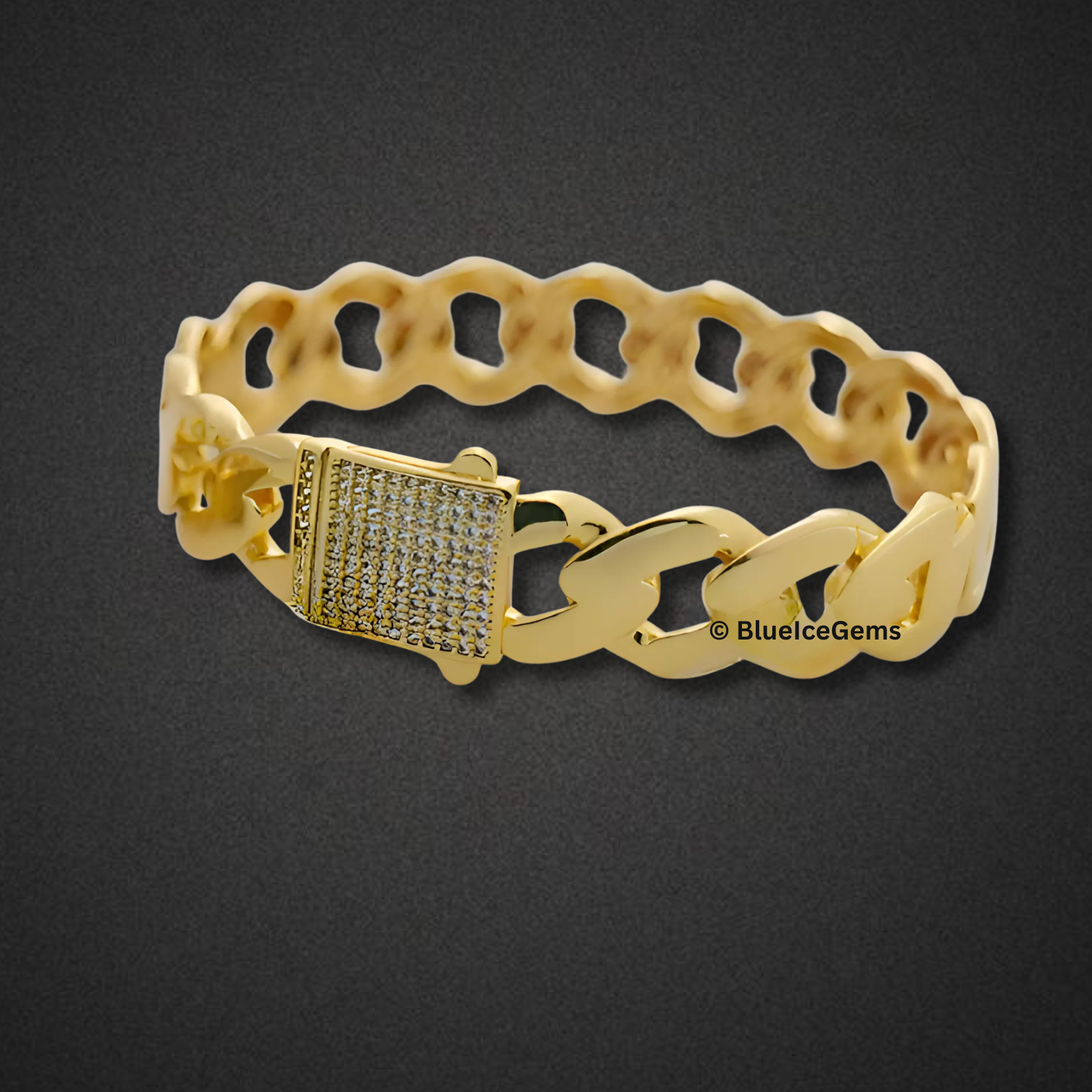 Iced-Out Polished & Hollow Miami Cuban Link Bracelet