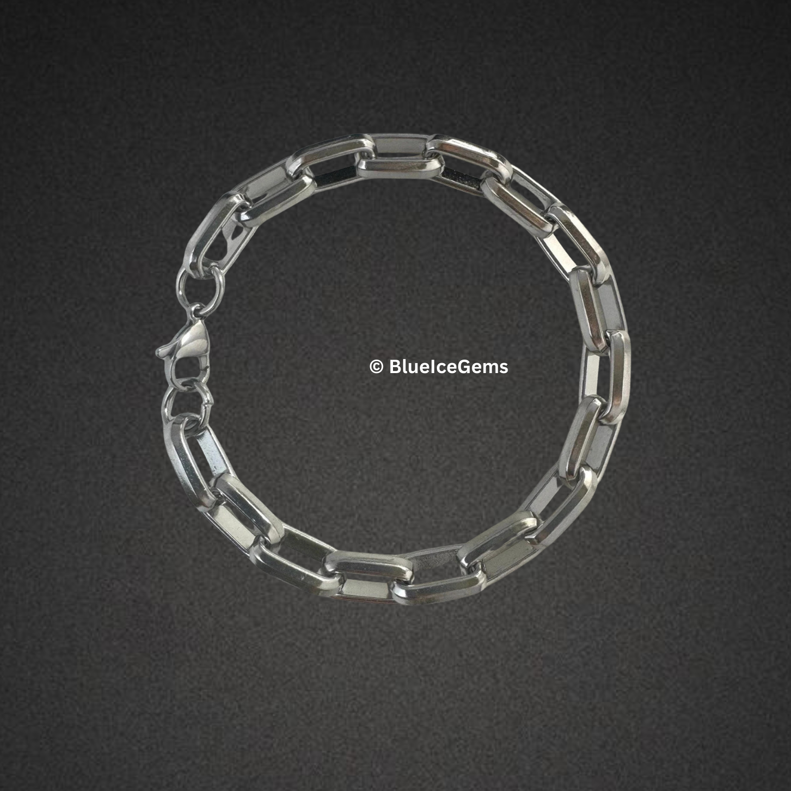 Polished White Gold Link Bracelet
