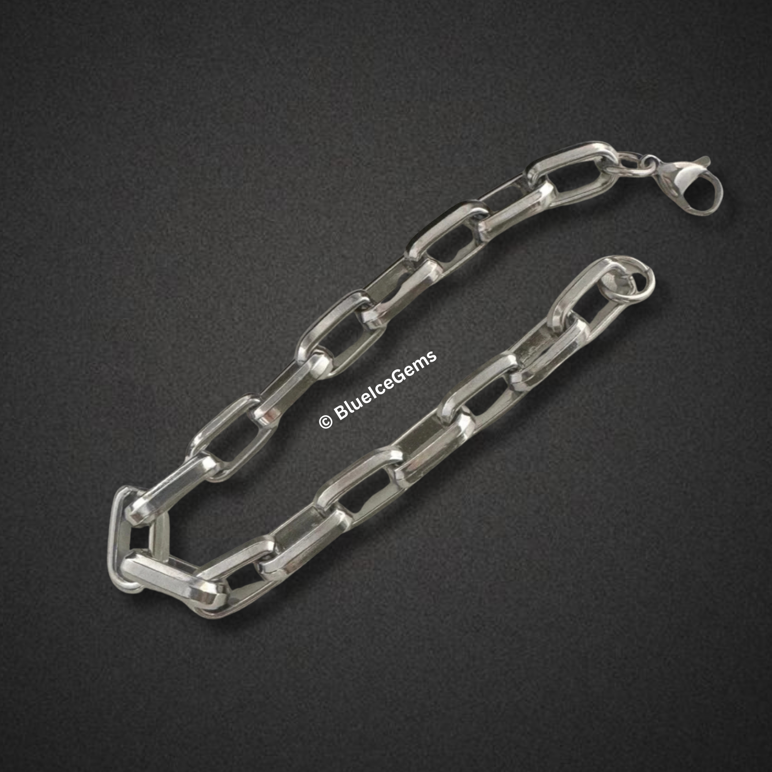 Polished White Gold Link Bracelet