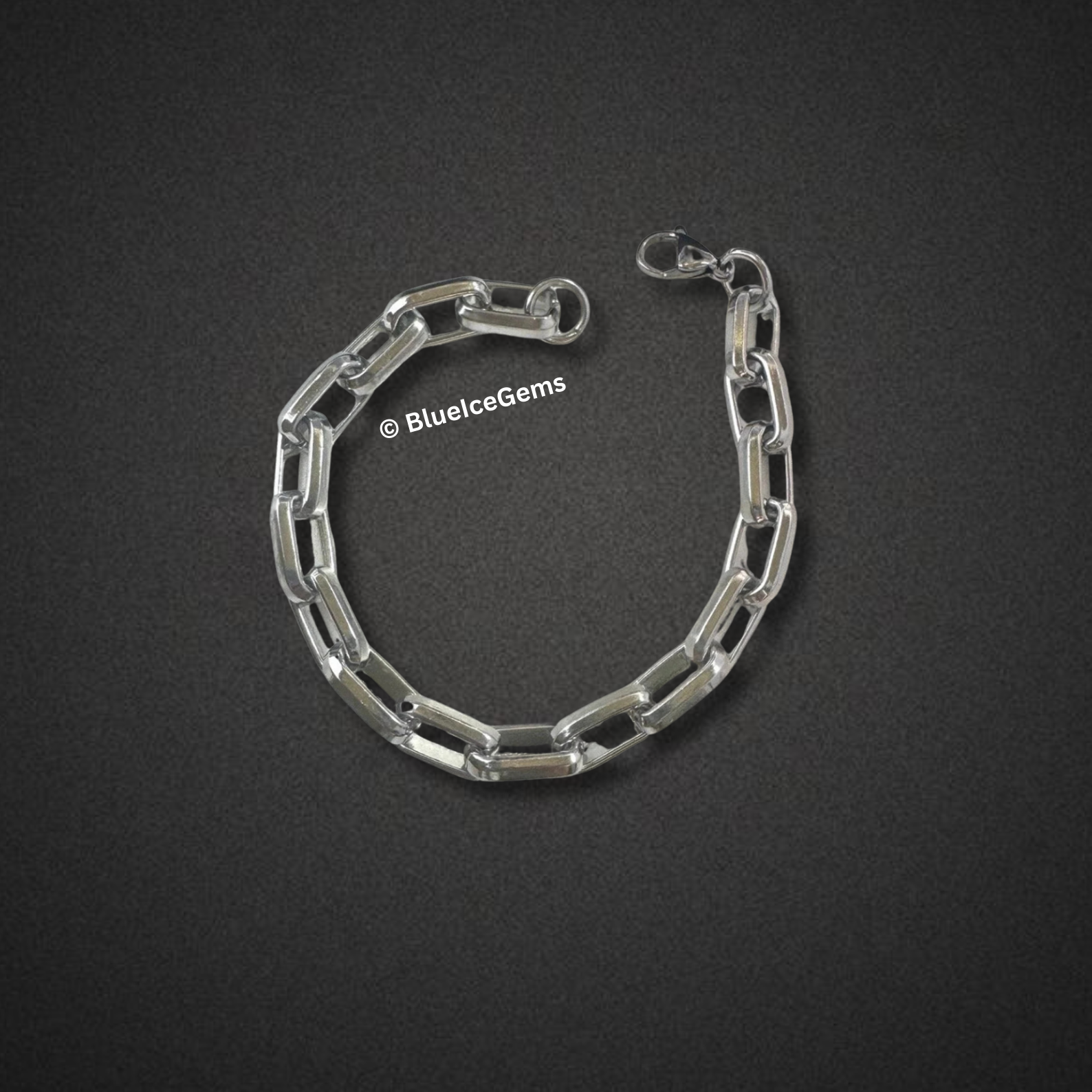 Polished White Gold Link Bracelet