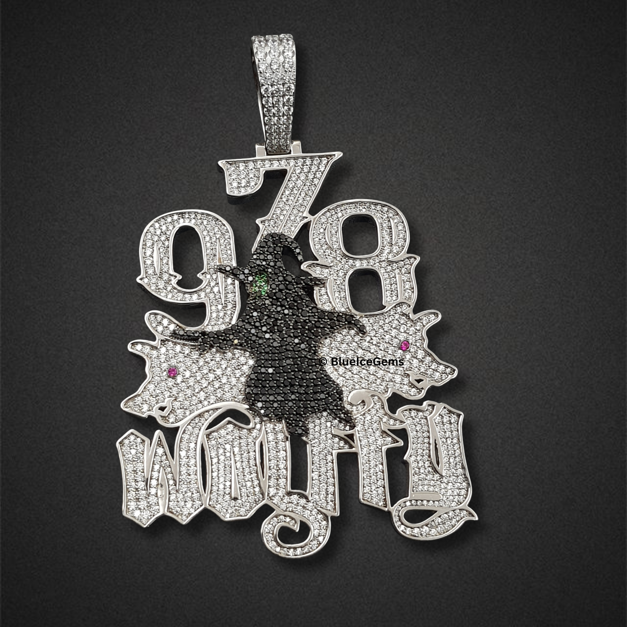 The "978 WOLF" Diamond & Enamel Mystical Pendant