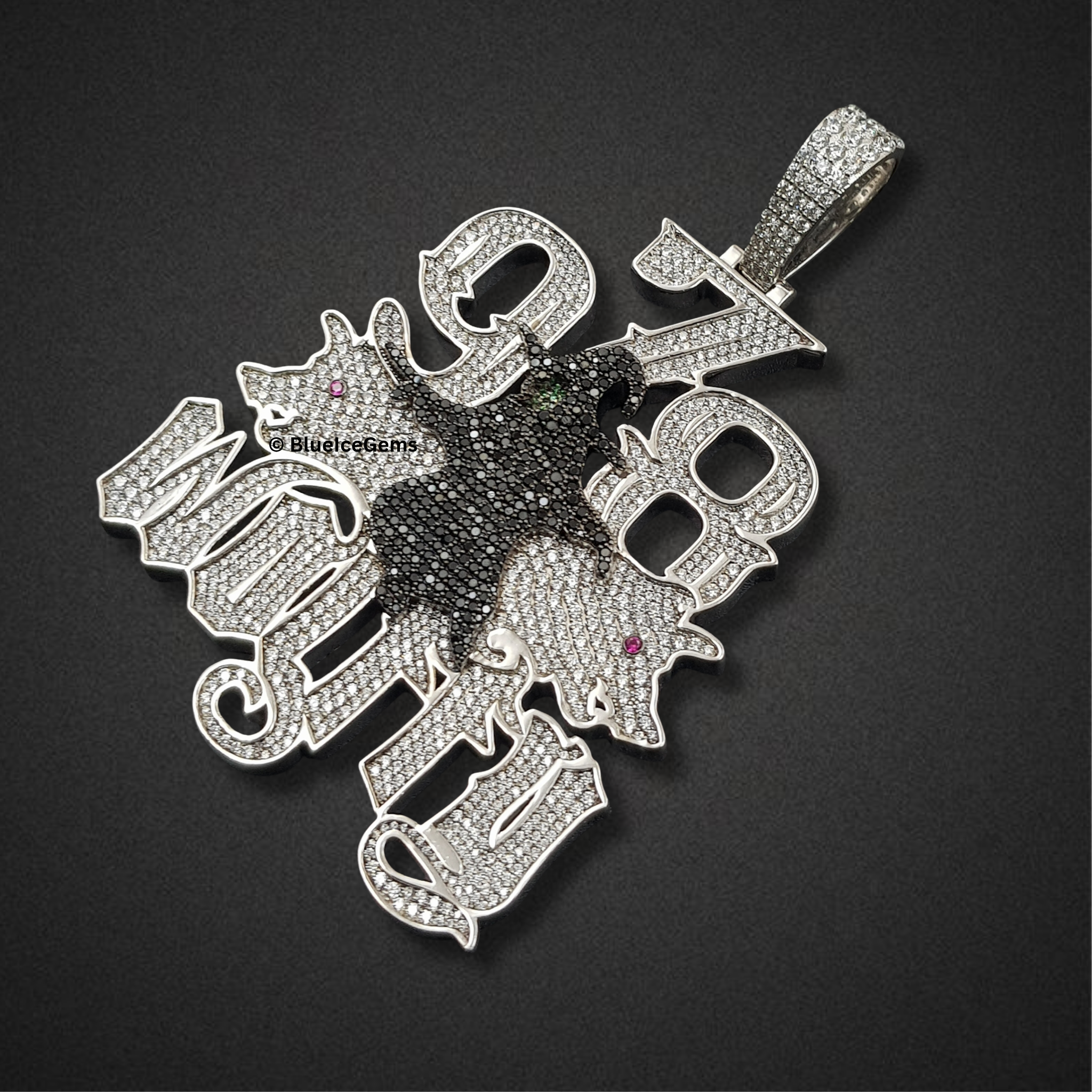 The "978 WOLF" Diamond & Enamel Mystical Pendant