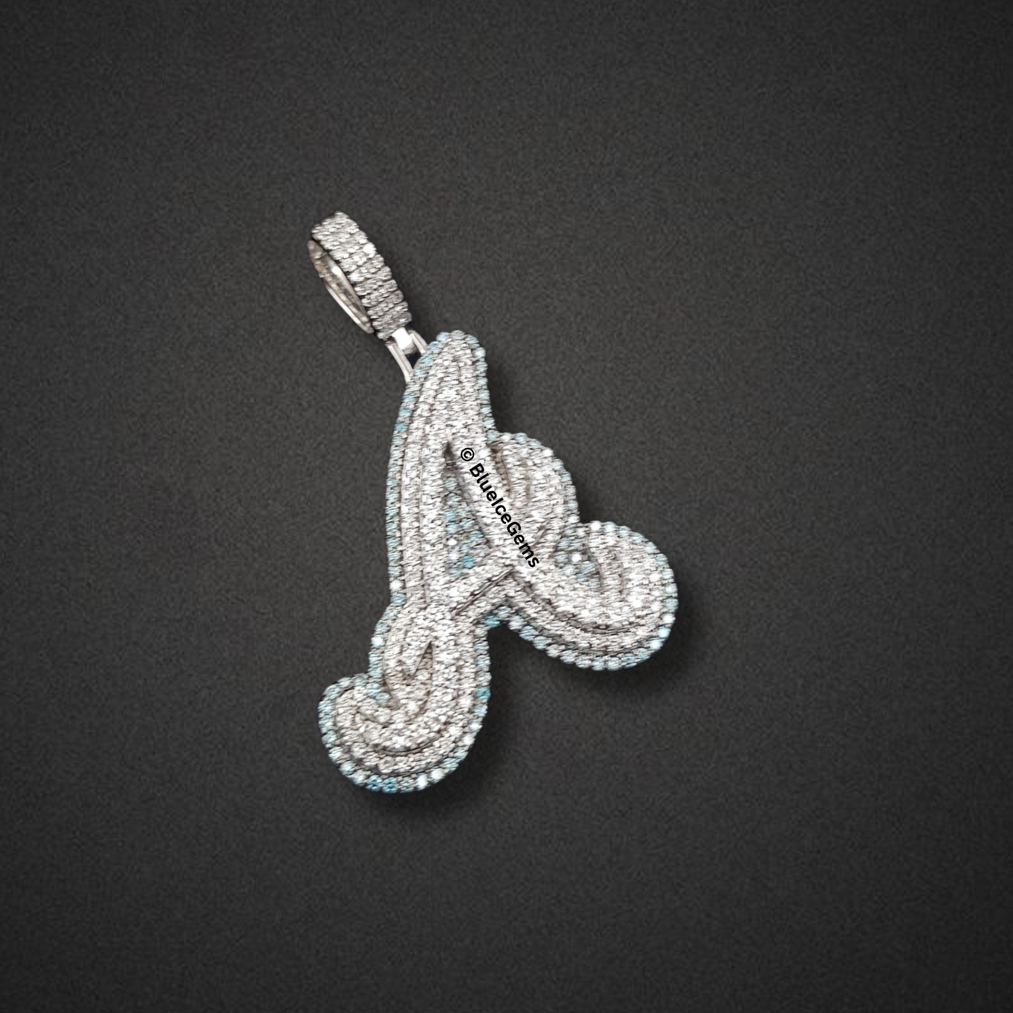The "A" Azure Diamond Script Pendant