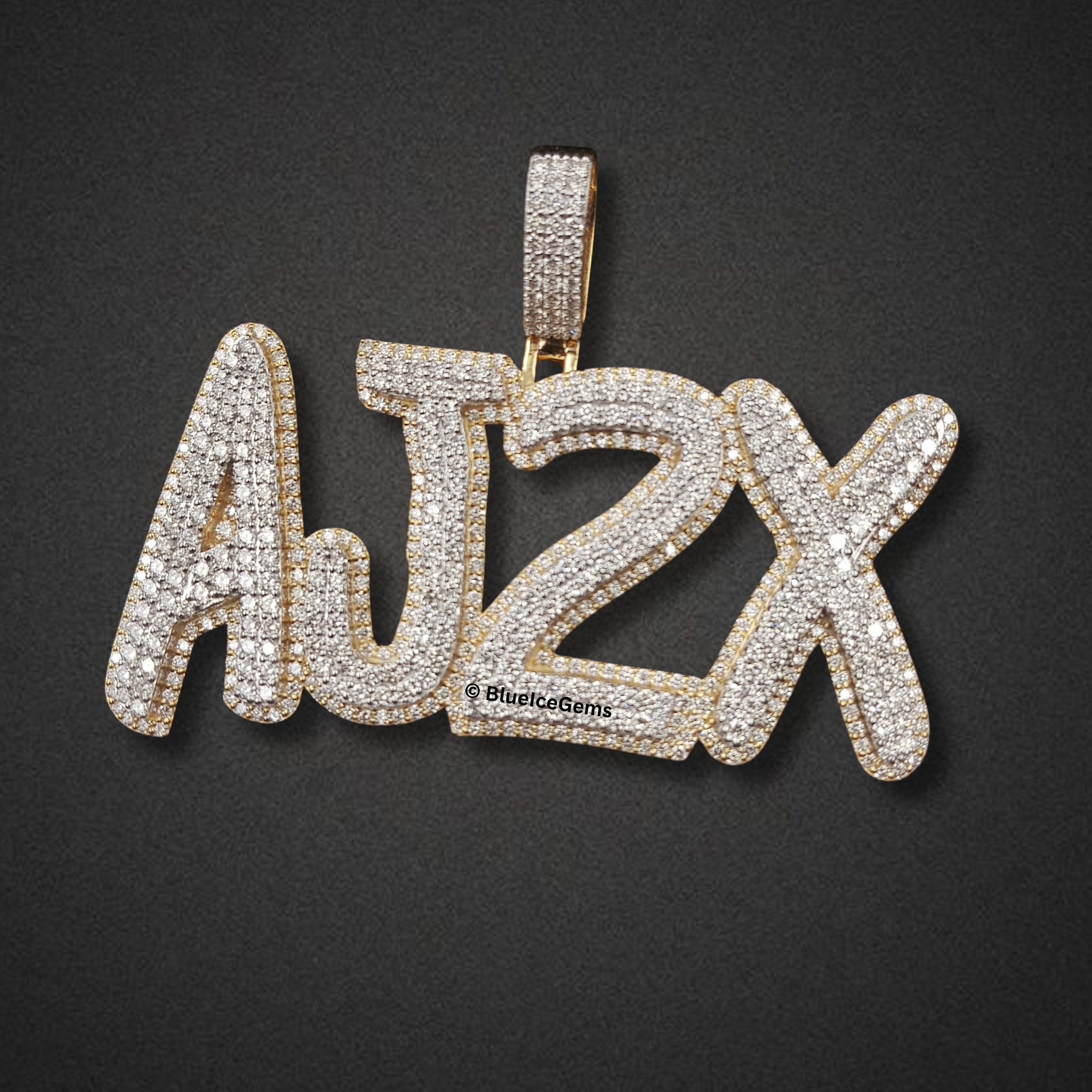 The "AJ2X" Diamond Block Letter Pendant