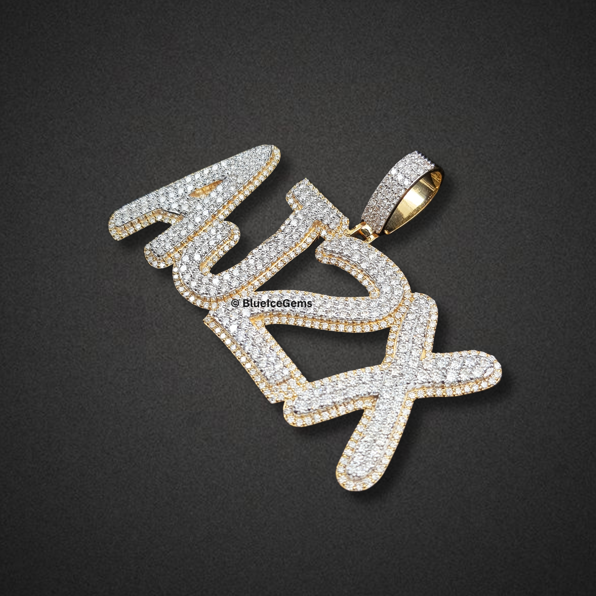The "AJ2X" Diamond Block Letter Pendant