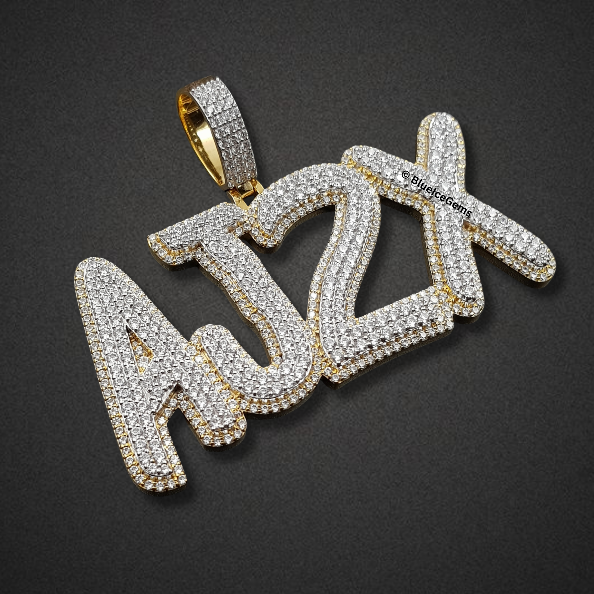 The "AJ2X" Diamond Block Letter Pendant