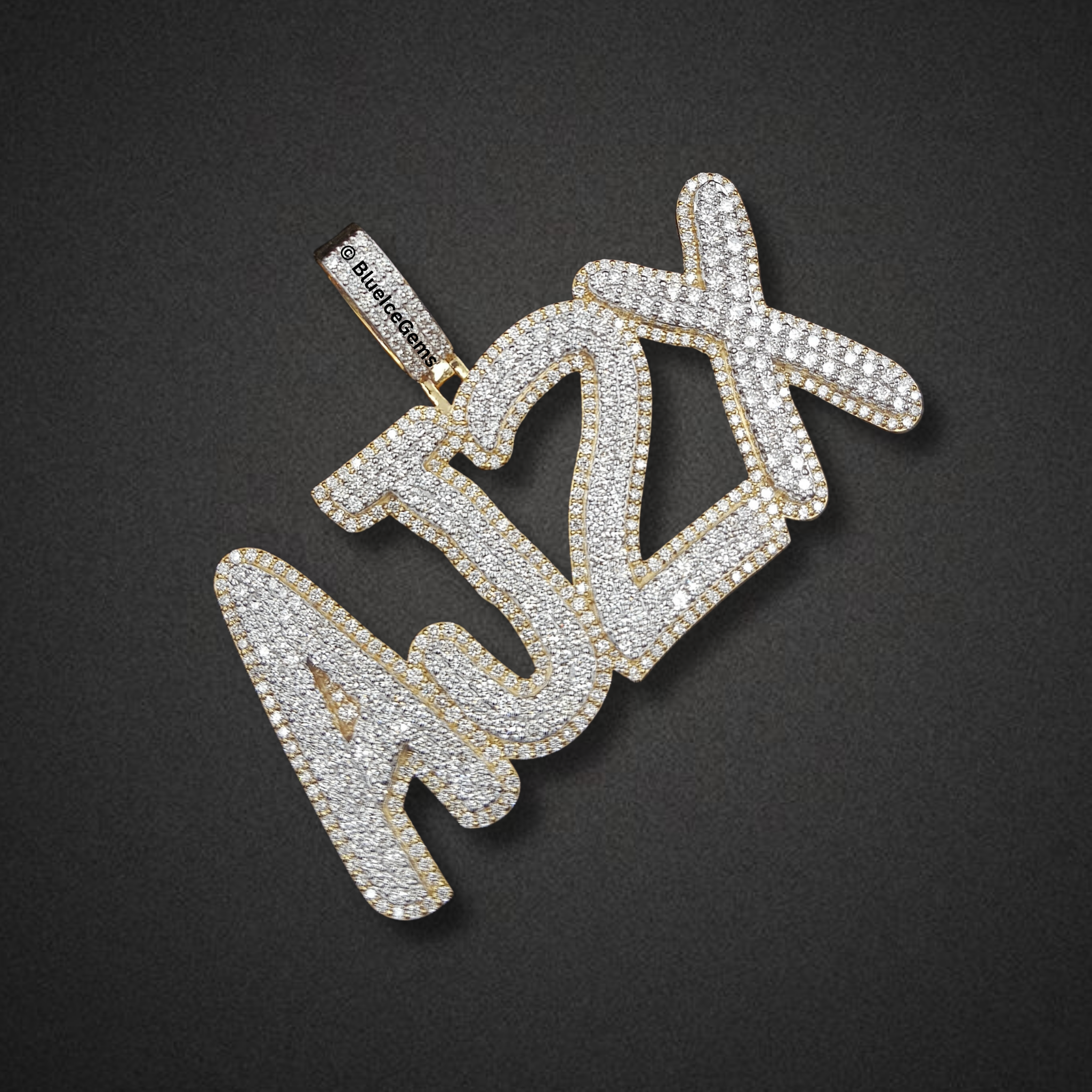 The "AJ2X" Diamond Block Letter Pendant