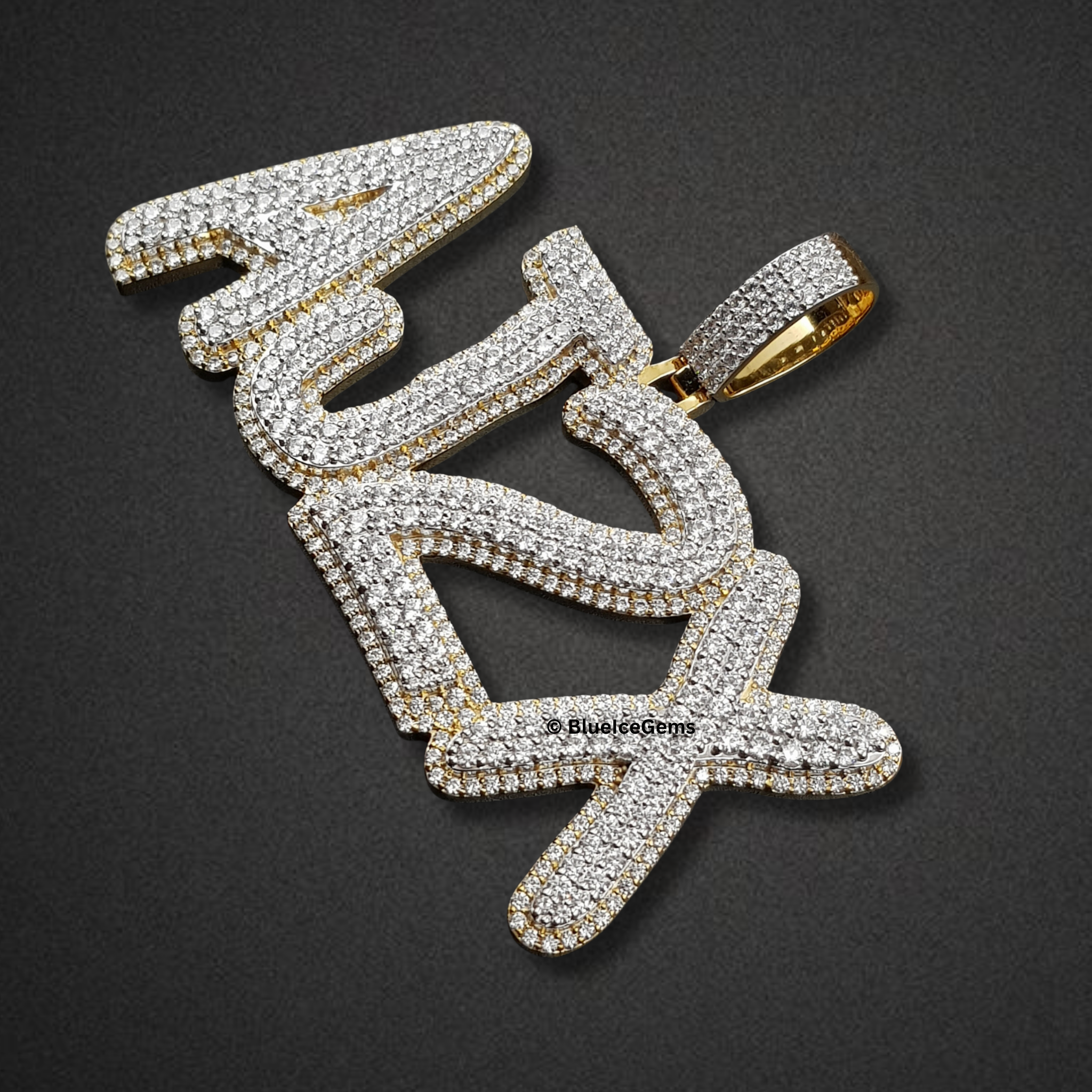 The "AJ2X" Diamond Block Letter Pendant