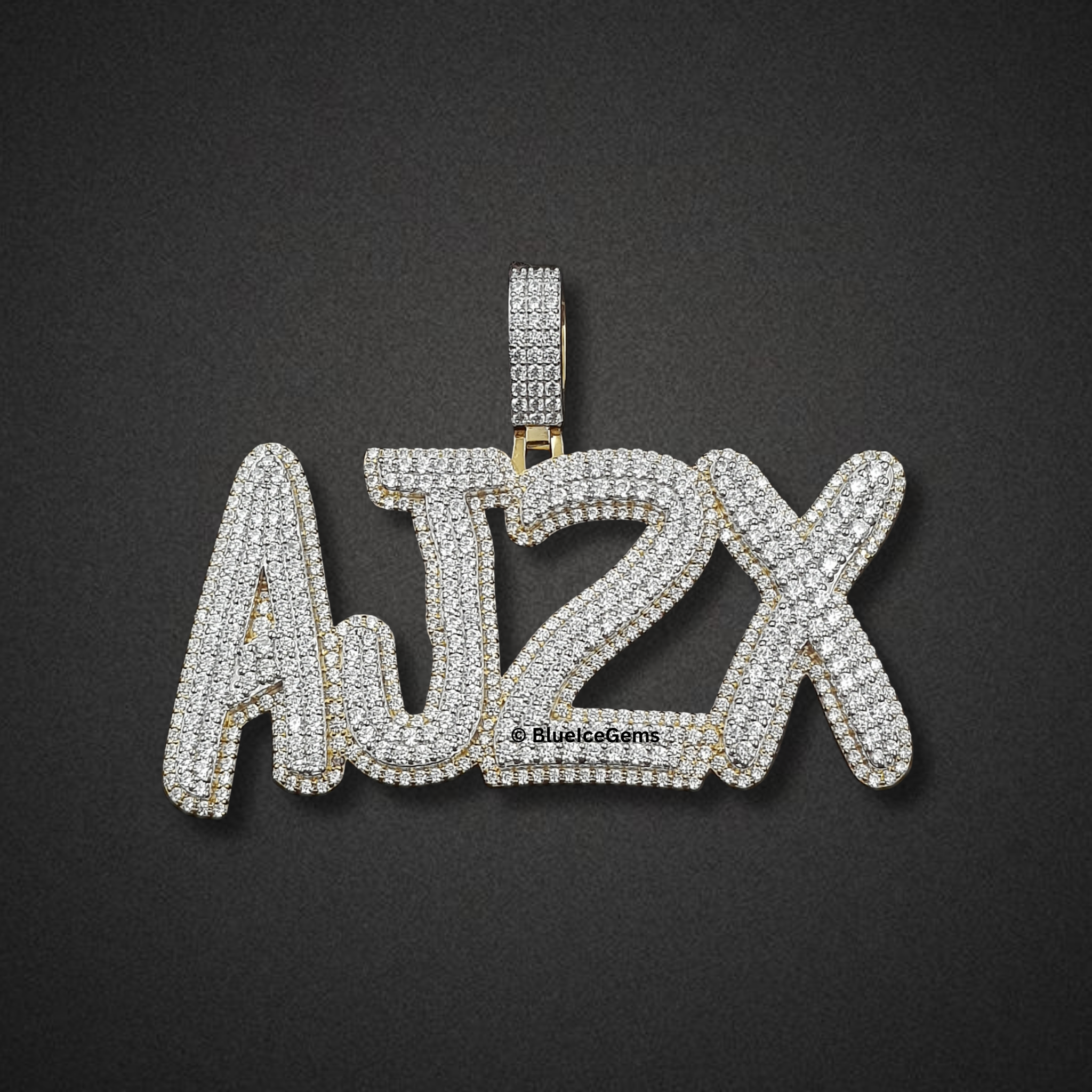 The "AJ2X" Diamond Block Letter Pendant