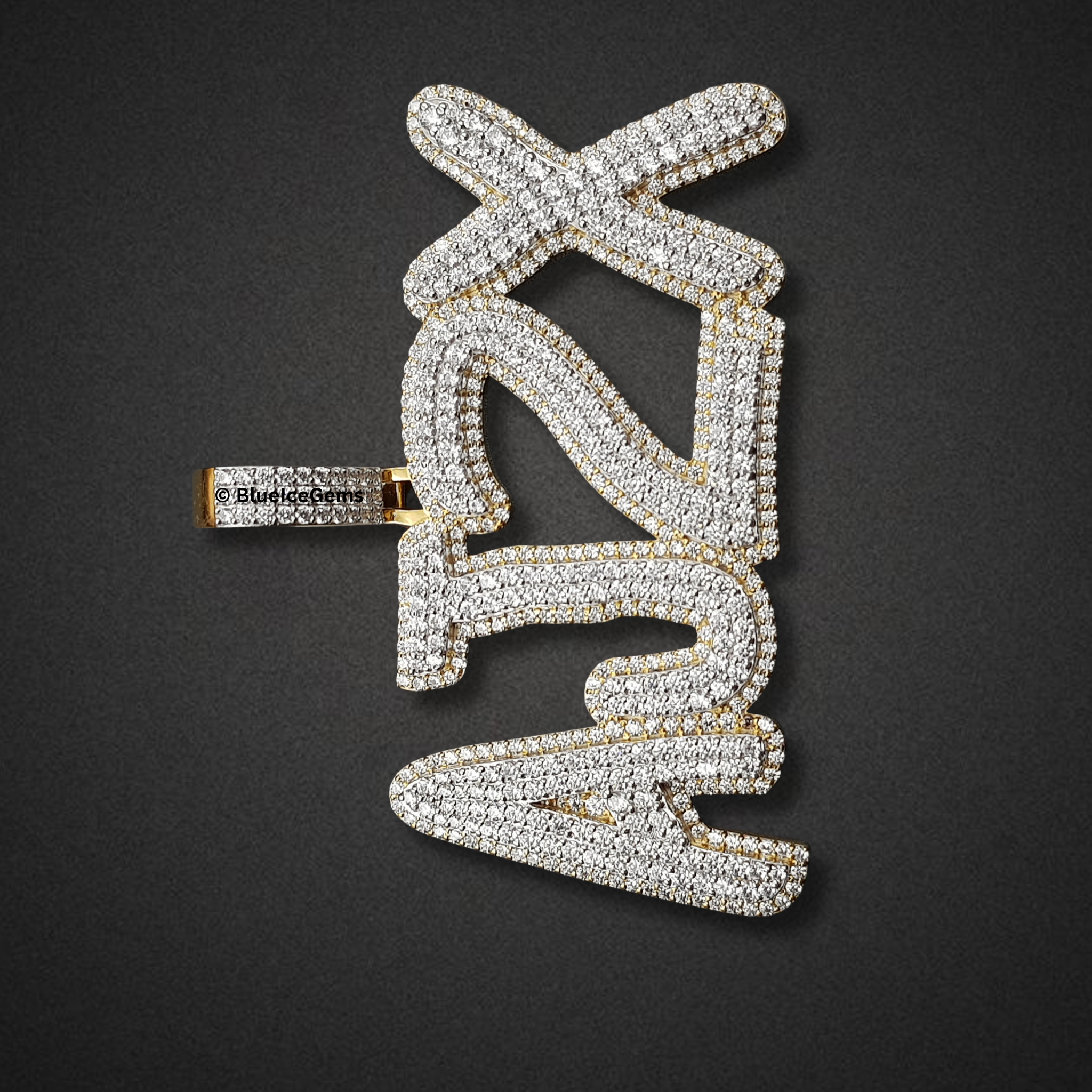The "AJ2X" Diamond Block Letter Pendant