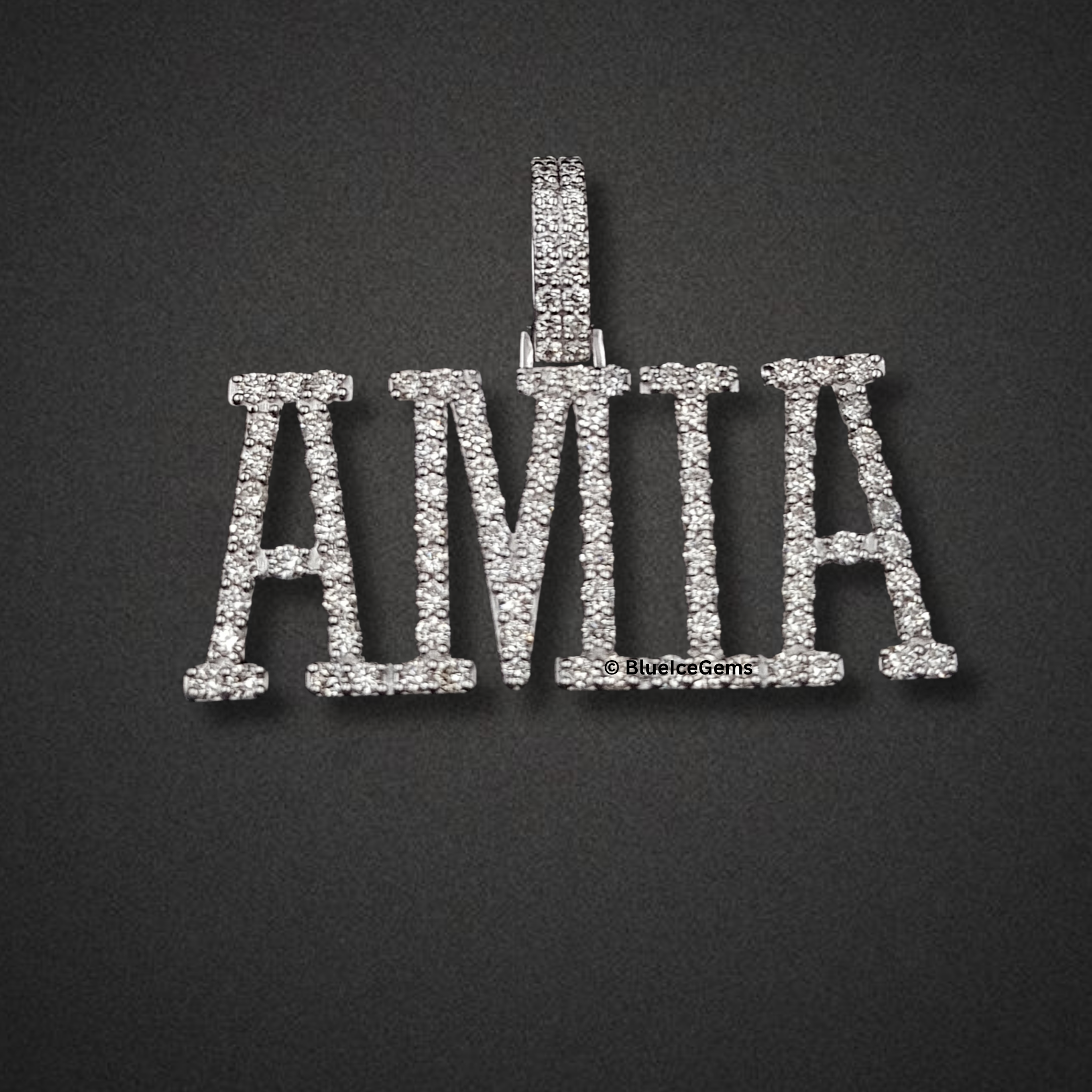 The "AMIA" Diamond Block Letter Pendant
