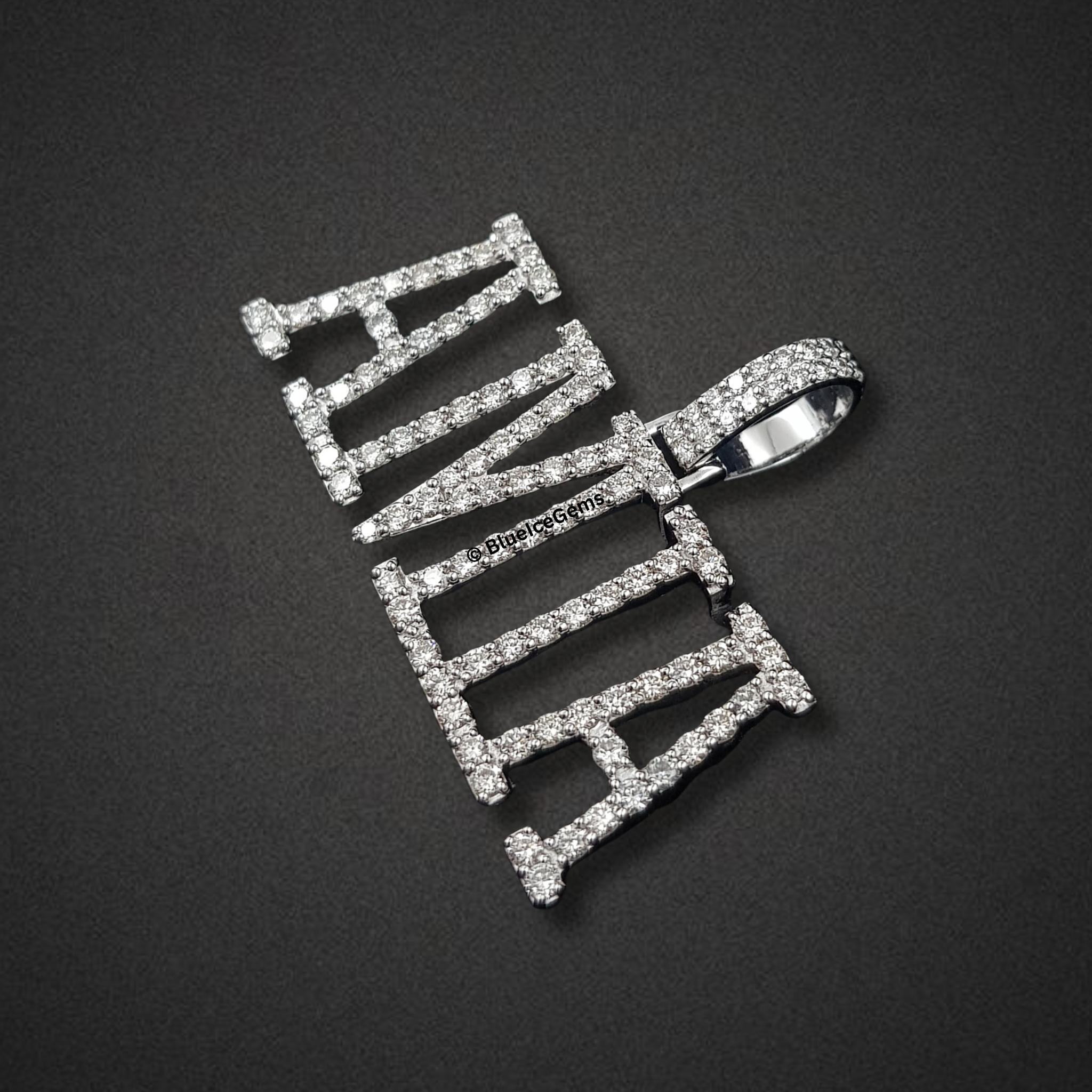 The "AMIA" Diamond Block Letter Pendant