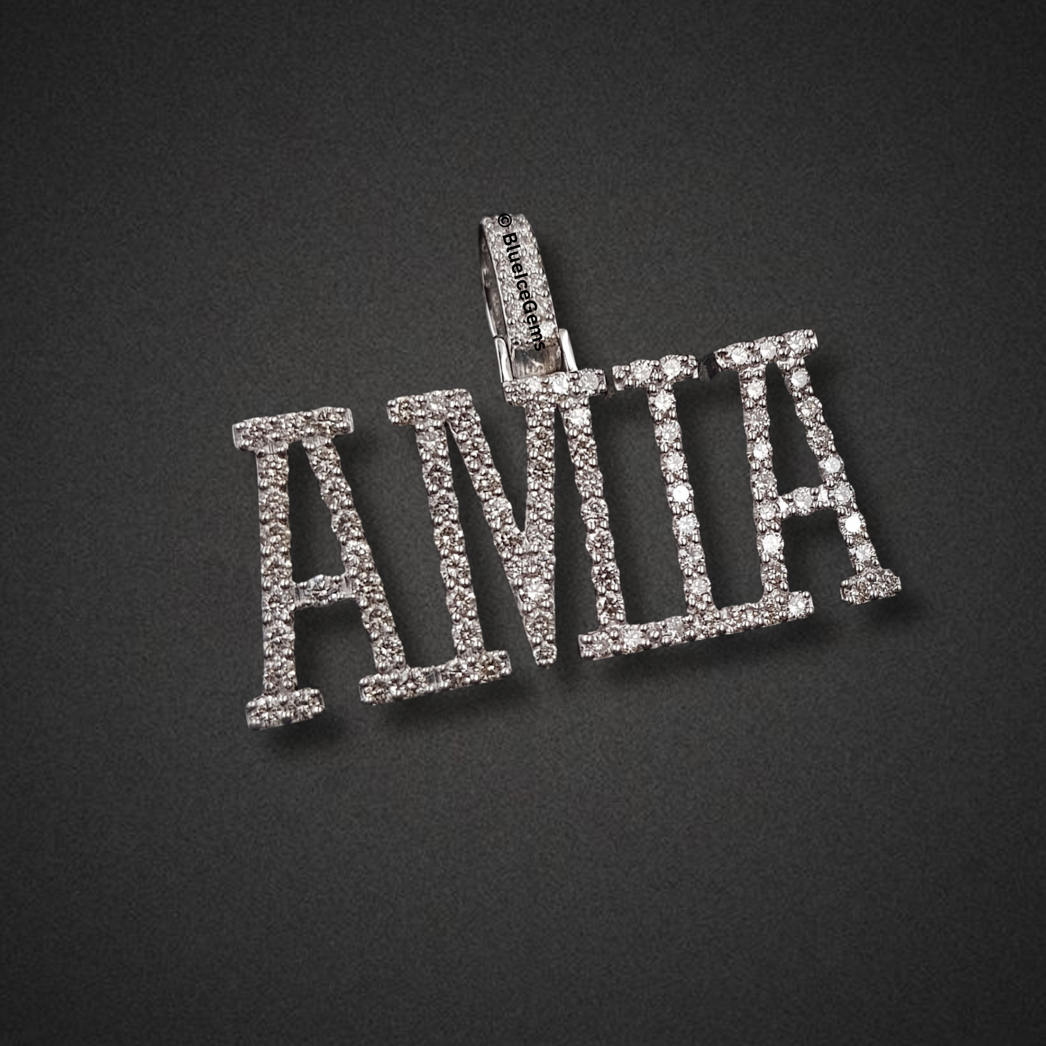 The "AMIA" Diamond Block Letter Pendant