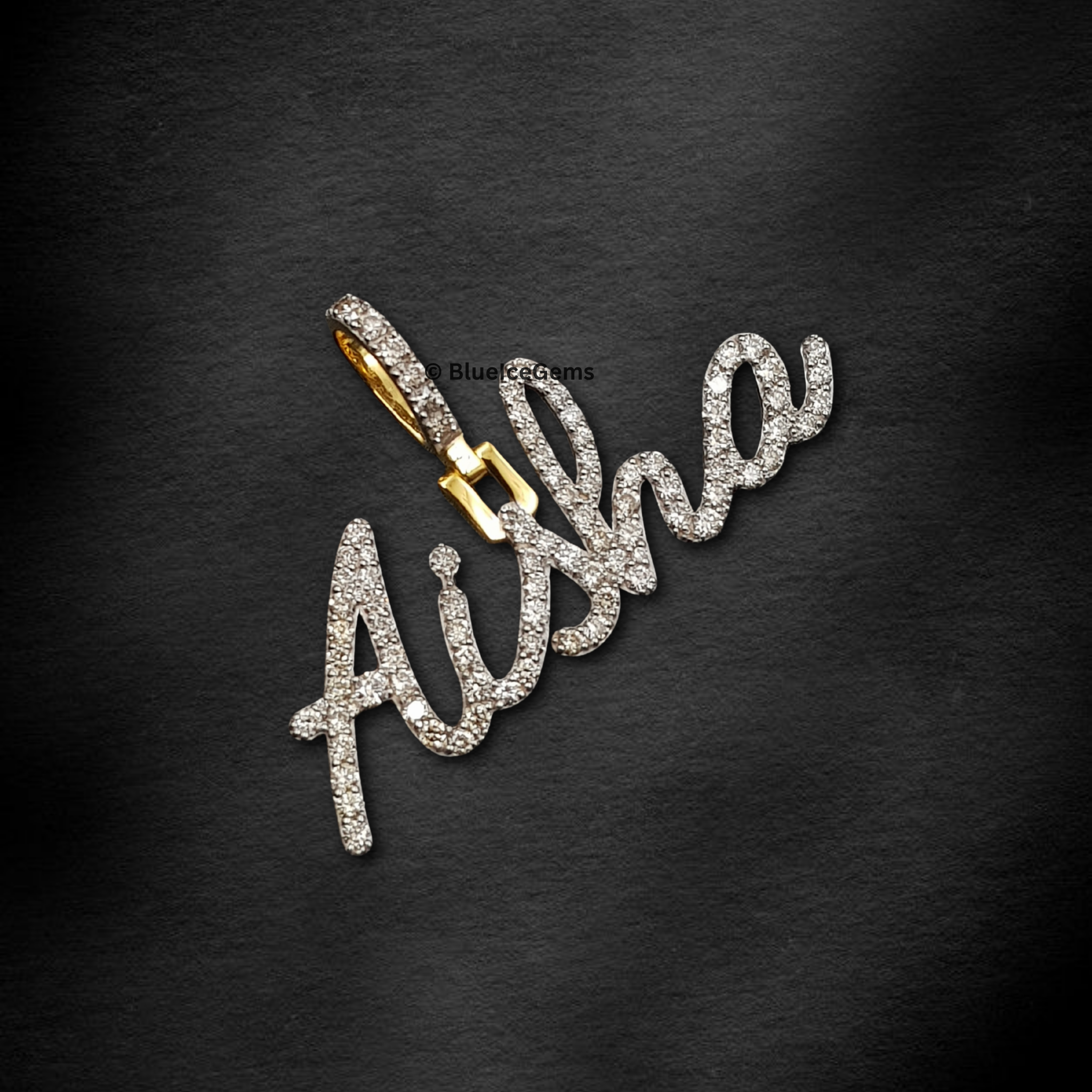 The "Aisha" Diamond Signature Script Pendant