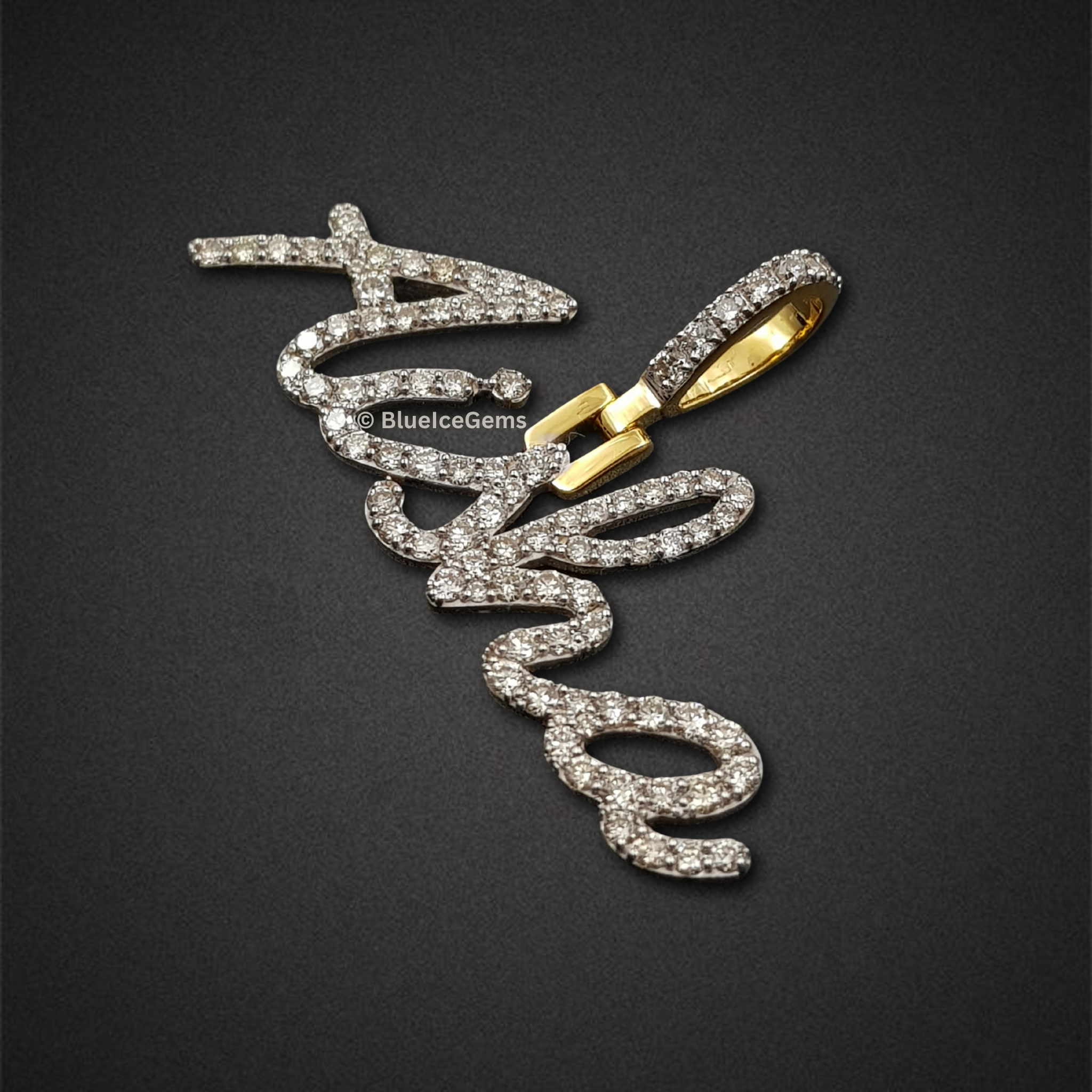 The "Aisha" Diamond Signature Script Pendant